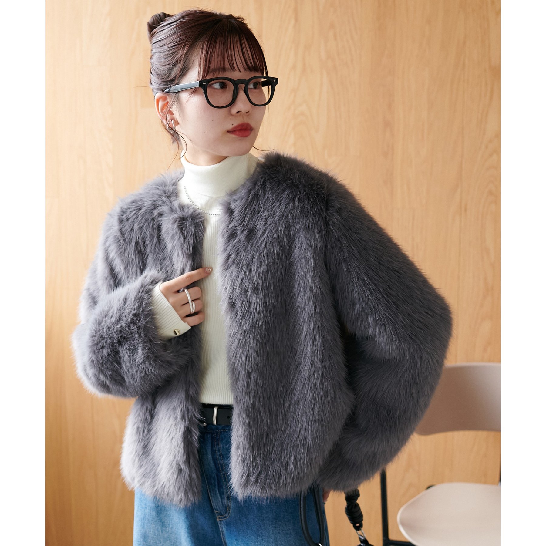 WEB限定】ノーカラーファージャケット | ファッション通販サイト NUGU