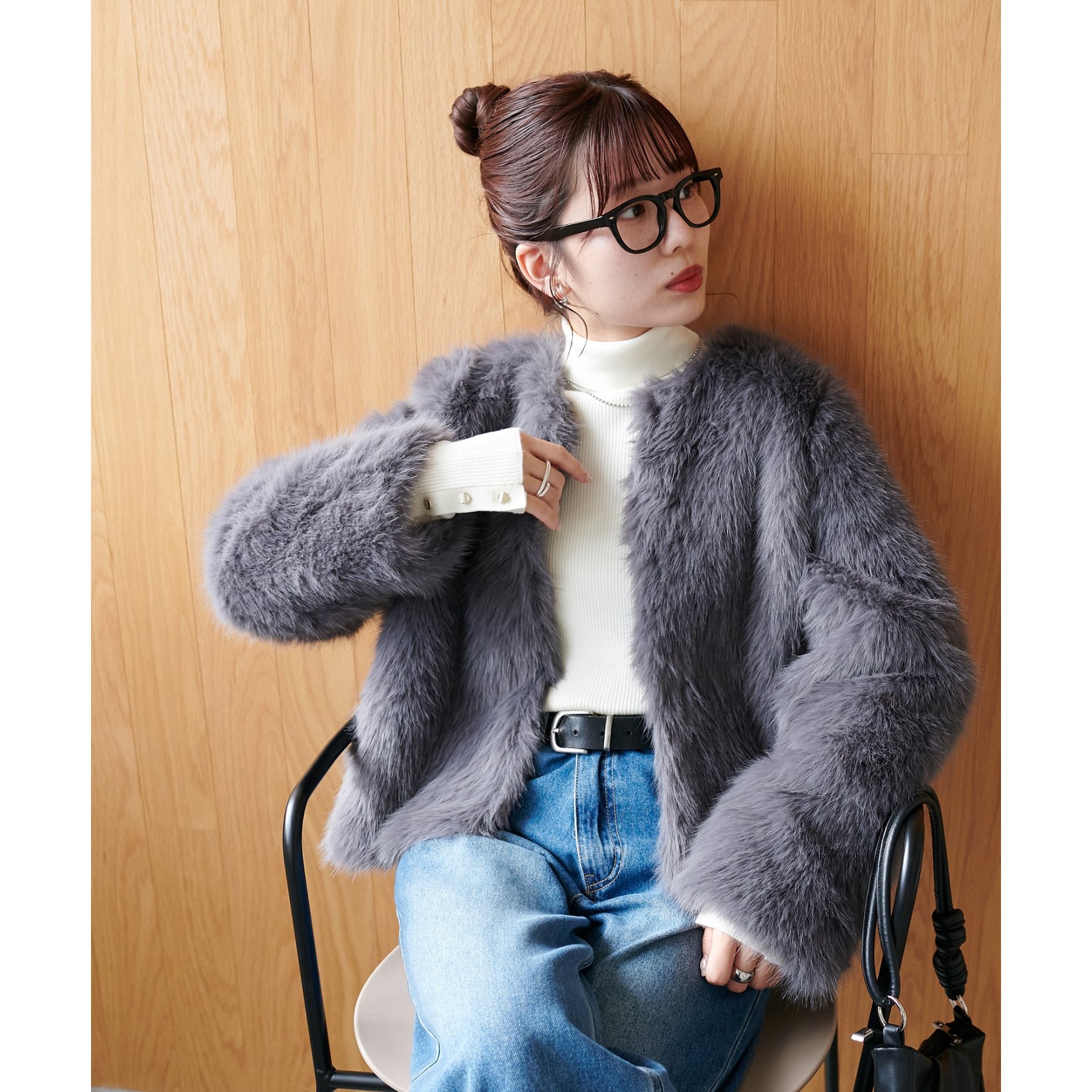 WEB限定】ノーカラーファージャケット | ファッション通販サイト NUGU