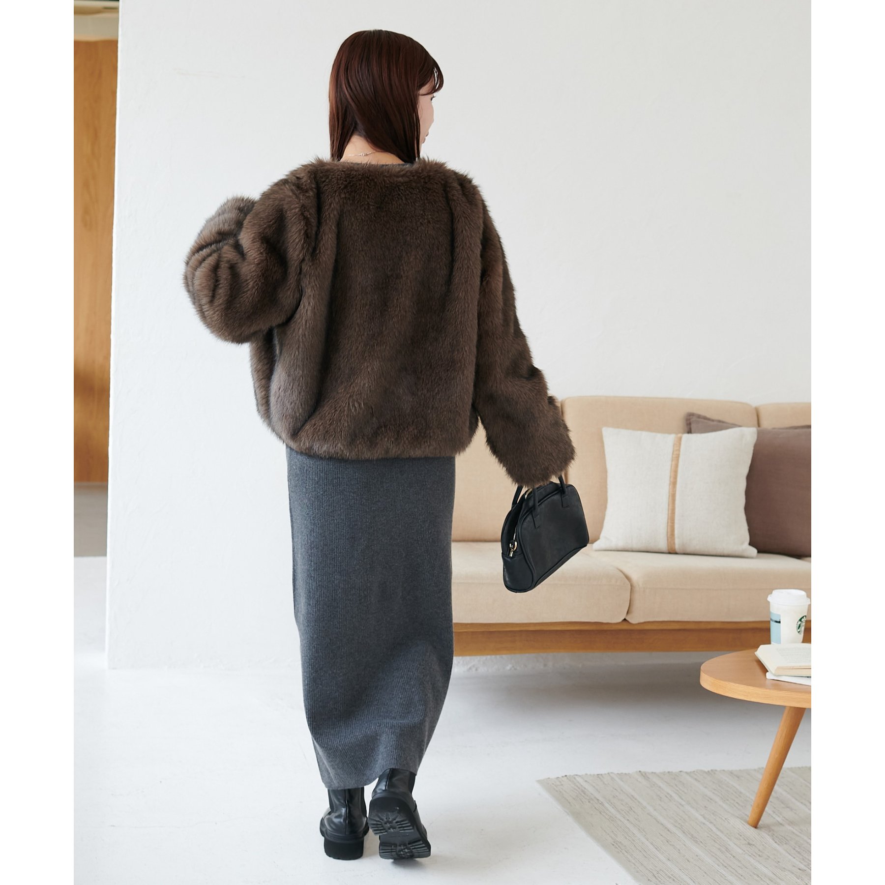 WEB限定】ノーカラーファージャケット | ファッション通販サイト NUGU