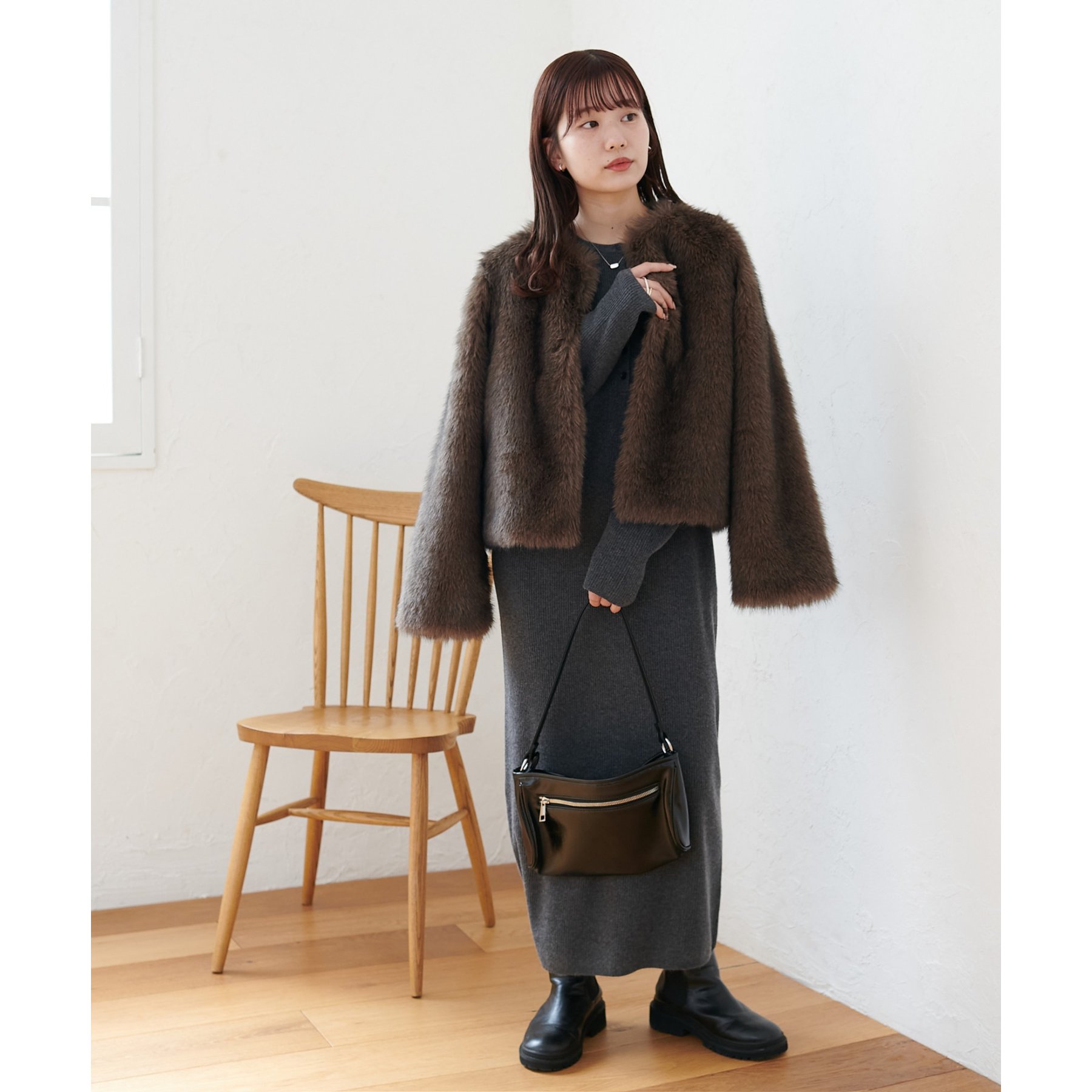 WEB限定】ノーカラーファージャケット | ファッション通販サイト NUGU
