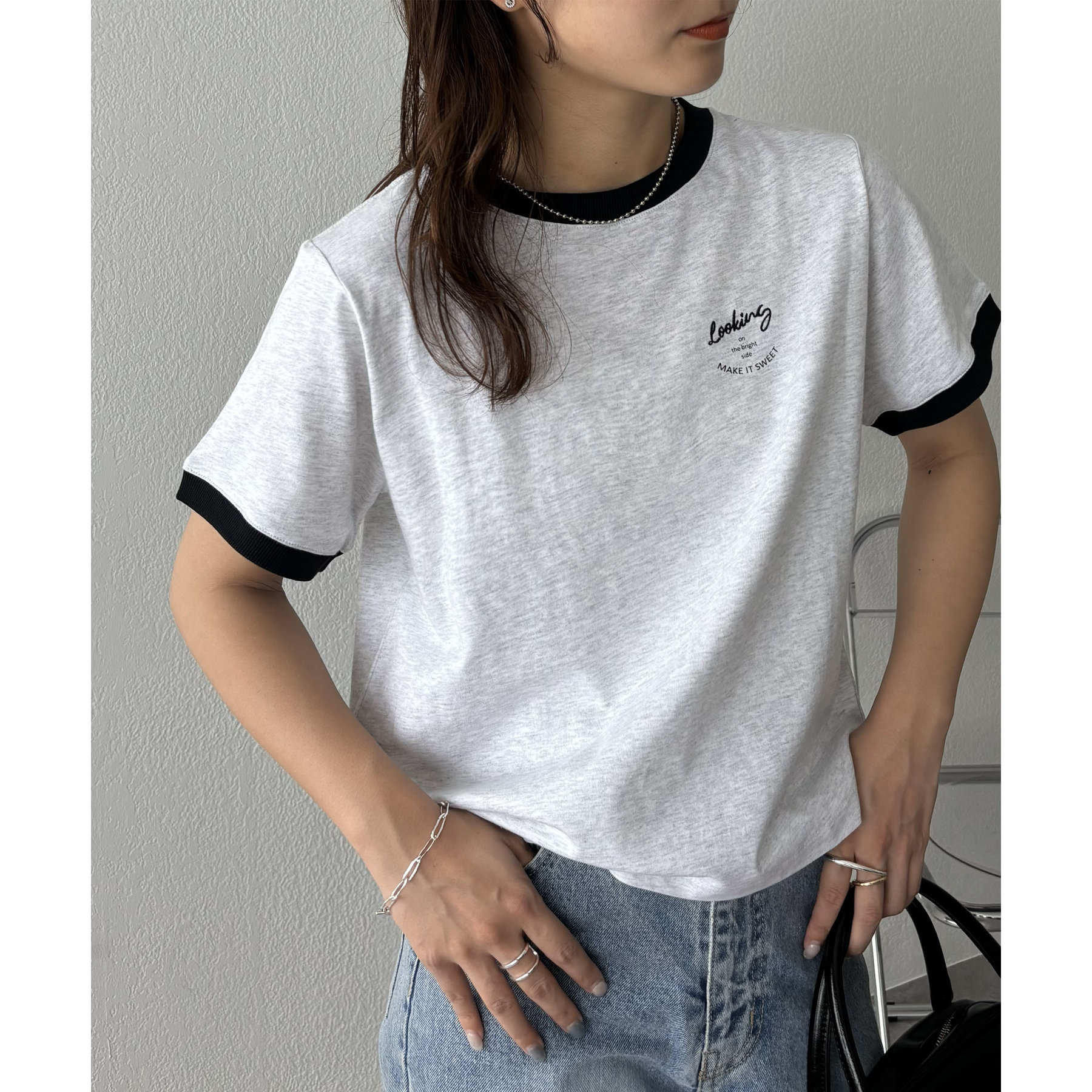 ユニセックス) チェイスプリントラグランスリーブTシャツ