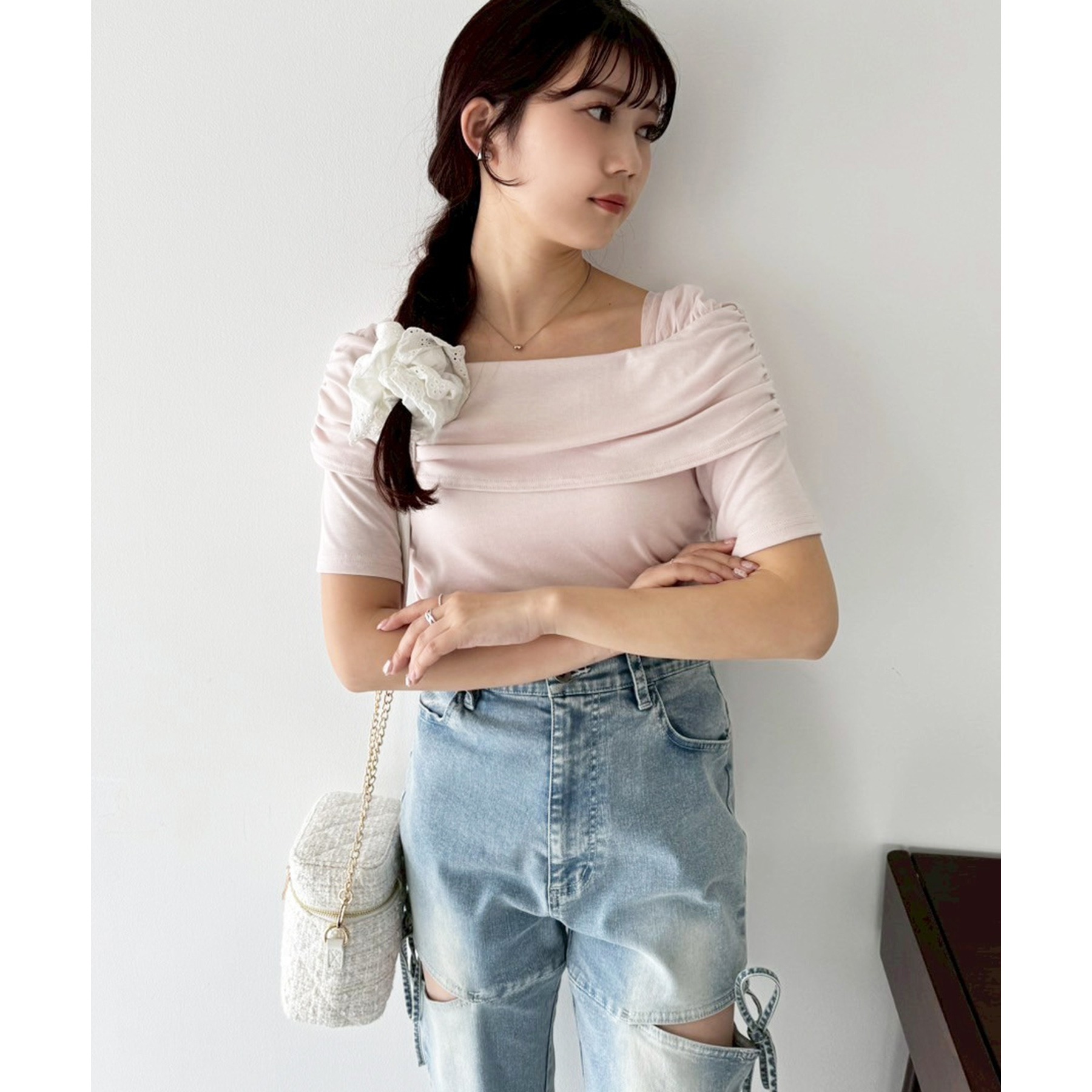 COURREGES オフショルダー半袖 オフショルダー Courreges(クレージュ) トップス(レディース