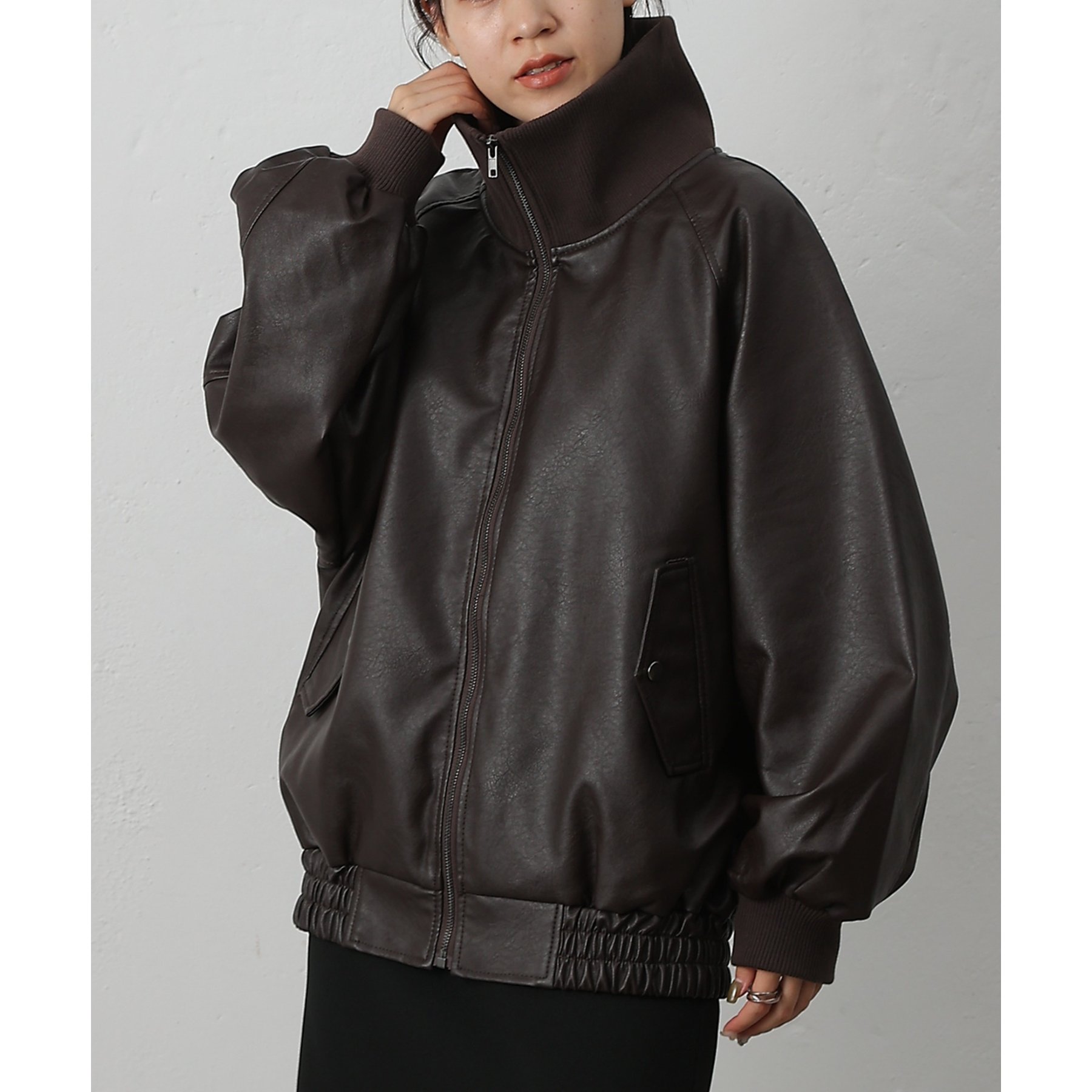 AW先行予約】フェイクレザーMA-1 | ファッション通販サイト NUGU