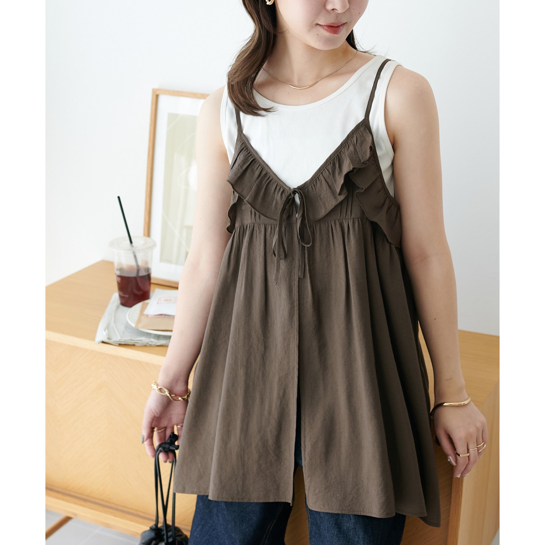 前リボンフリルキャミチュニック | ファッション通販サイト NUGU