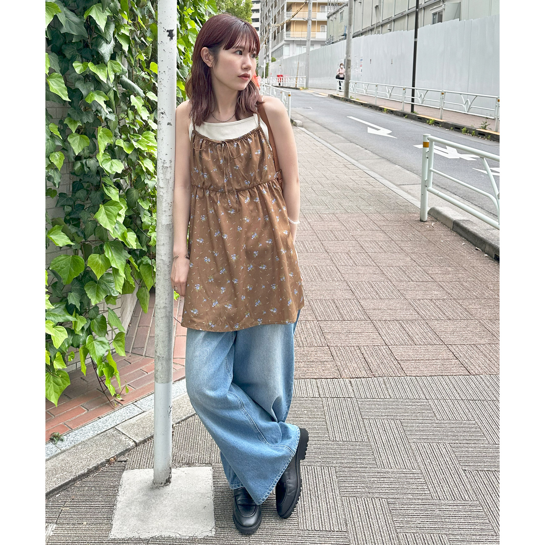 y2k❤️ 00s 当時物 花柄 リボン キャミ チュニックTRALALA系 umm.】花柄前リボンキャミチュニック | ファッション通販サイト NUGU