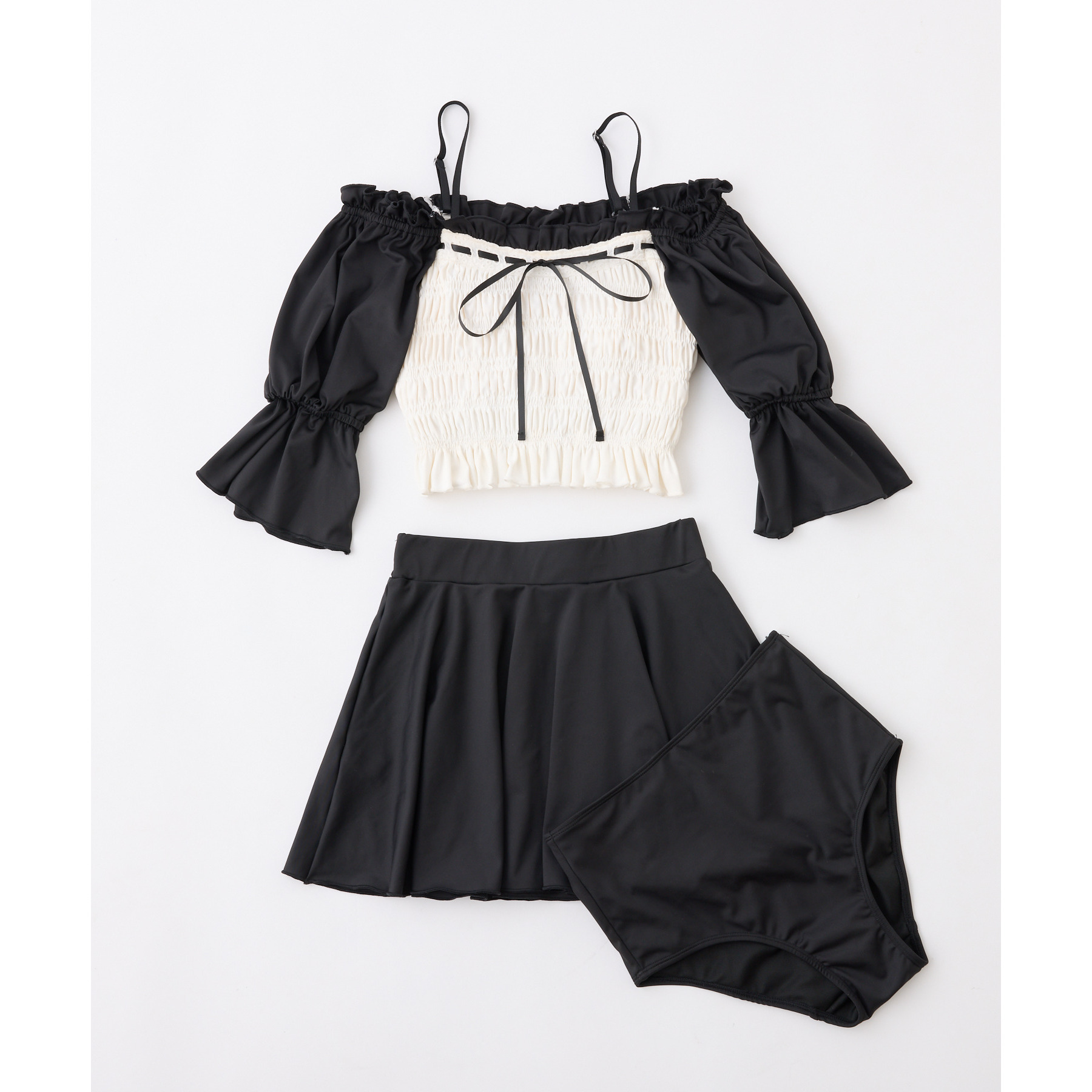 NICE CLAUP パフスリーブswimwear 3点セット white NICE CLAUP