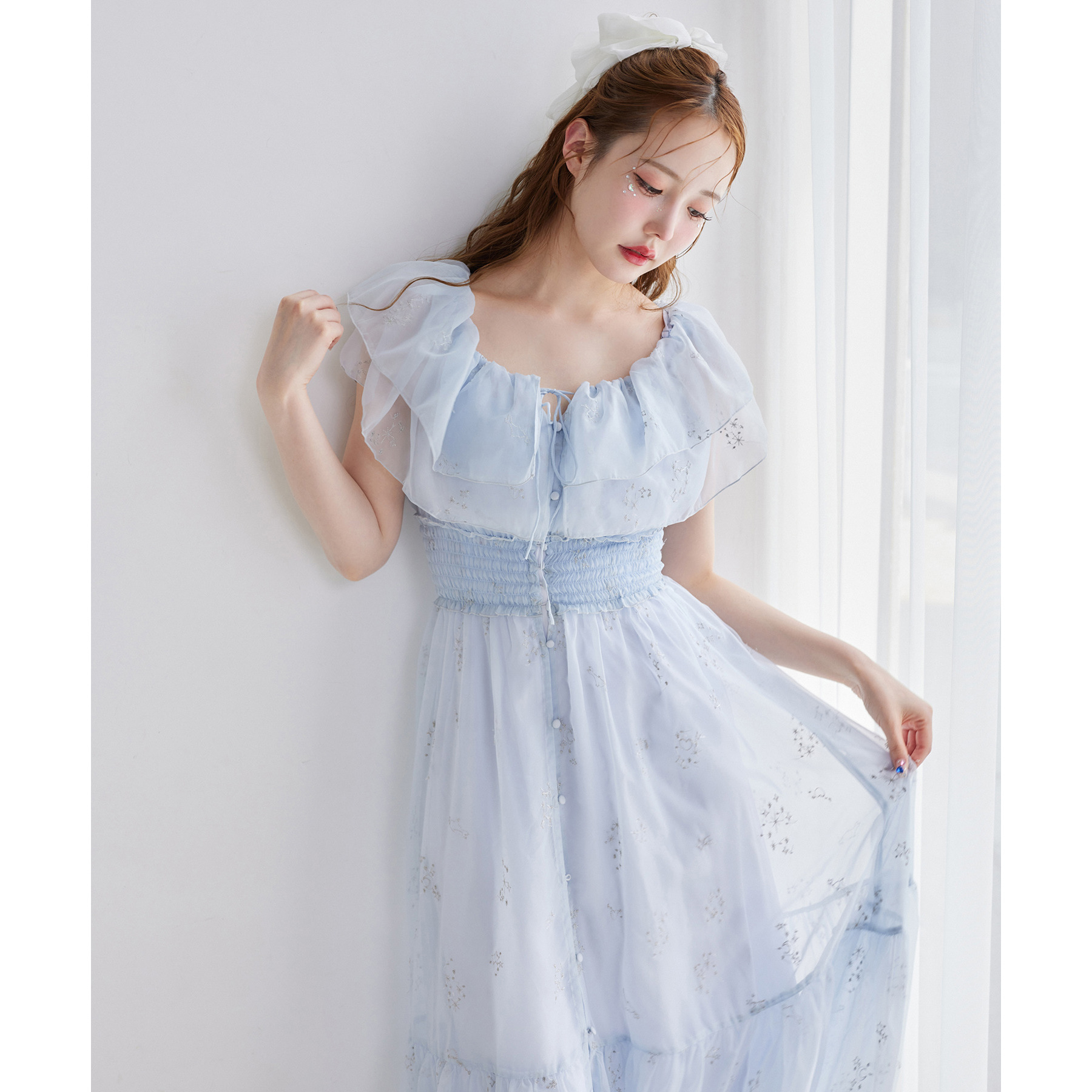 moon light marine collection】刺繍シアーワンピース