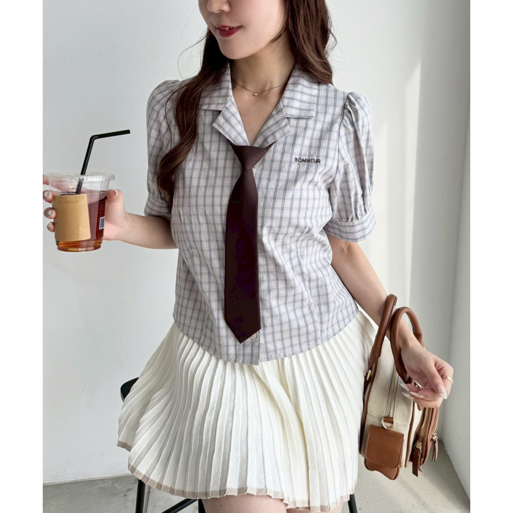 ネクタイ付き開襟シャツ | ファッション通販サイト NUGU