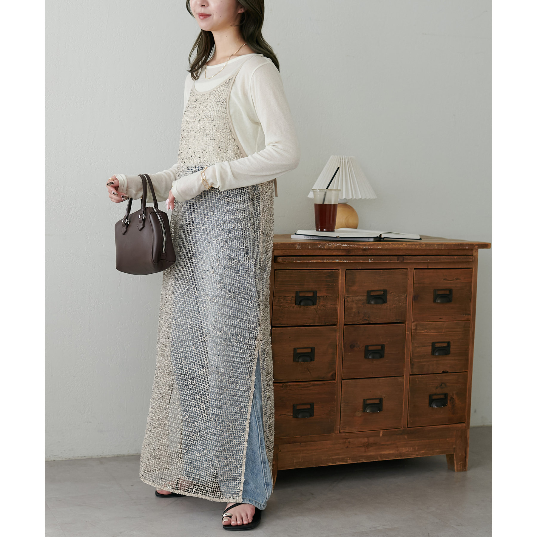 MIX糸メッシュキャミワンピース | ファッション通販サイト NUGU