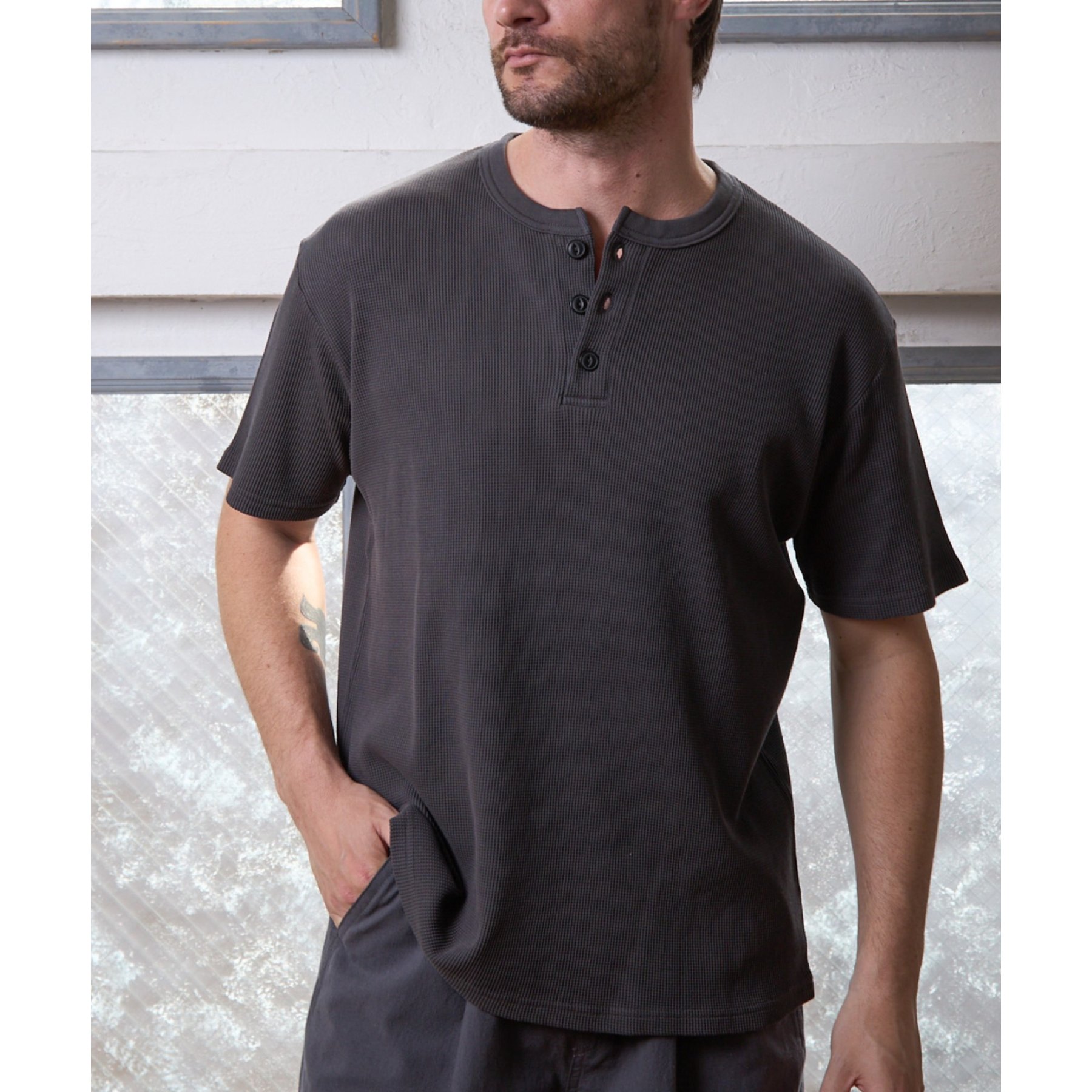 paradigm】ガス焼きワッフルヘンリーネックT | ファッション通販