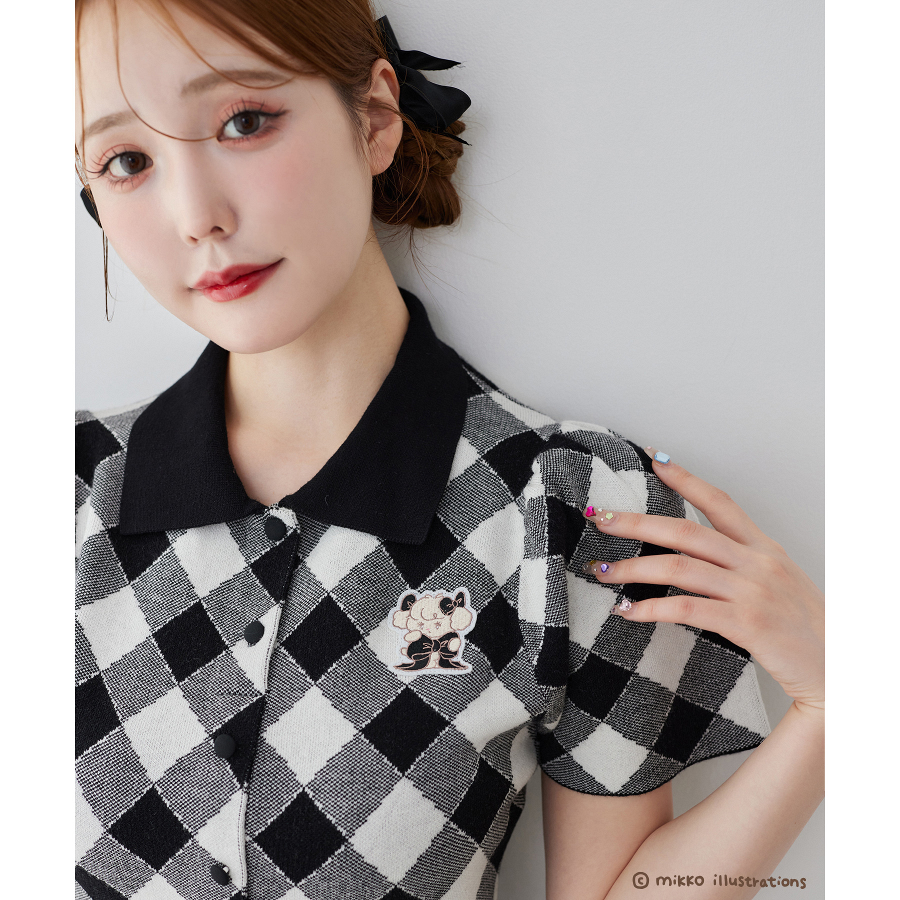 半袖　スカート 「mikko コラボ」刺繍入りセットアップ mikko コラボ】刺繍入りポロ衿セットアップ | ファッション通販サイト NUGU