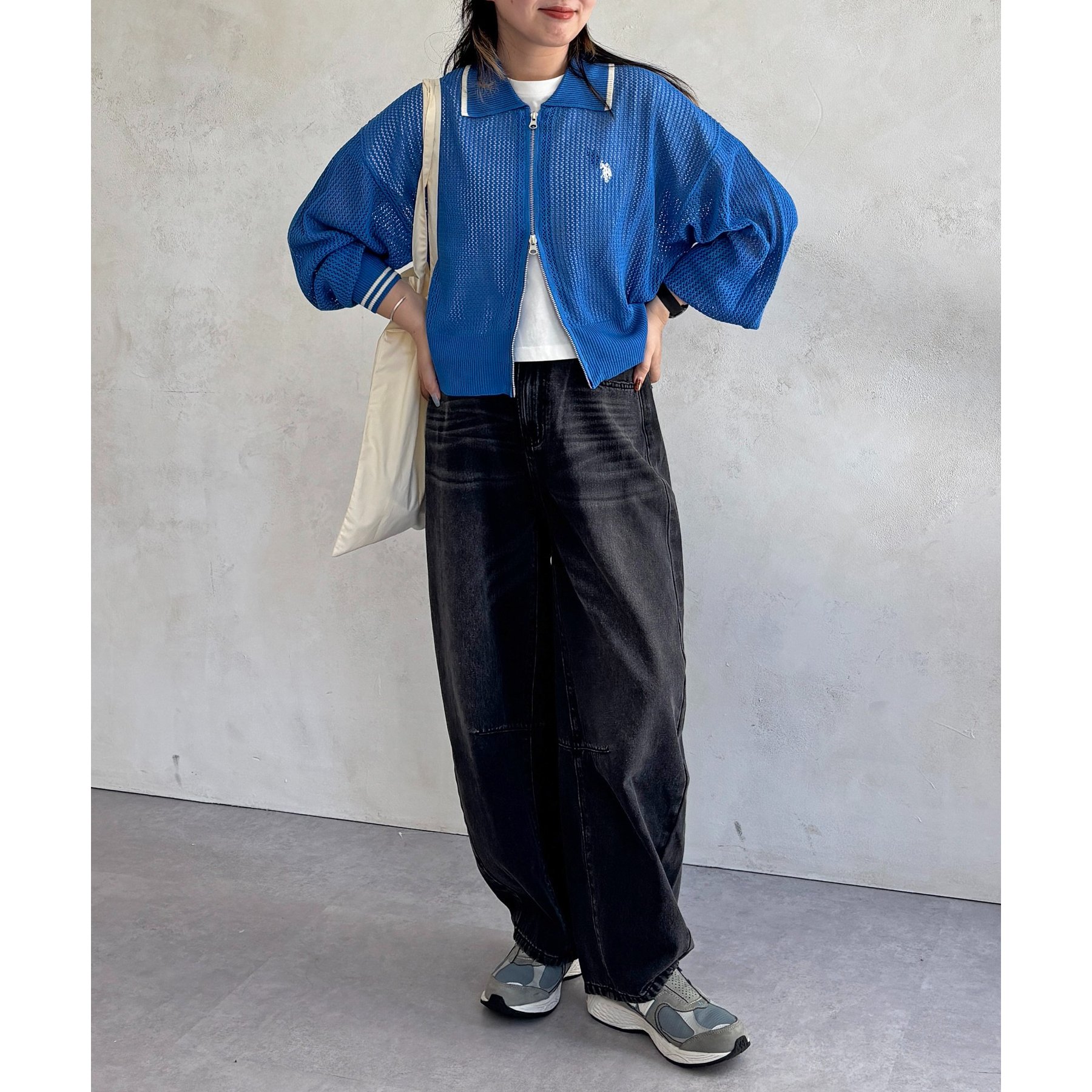 タグ付　新品 【U.S. POLO ASSN.】襟付きメッシュカーディガン U.S. POLO ASSN. カーディガン 「U.S. ASSN.」襟付きメッシュ