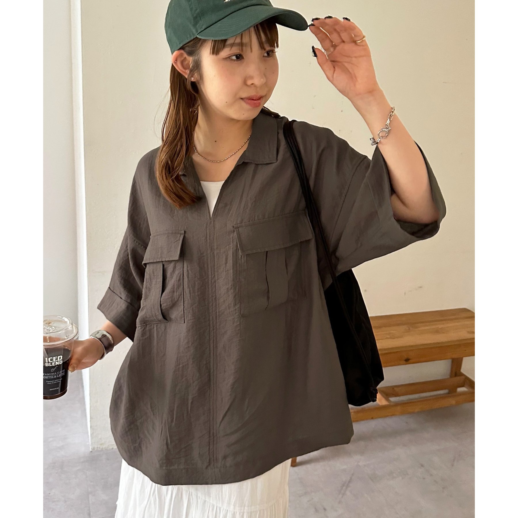 ブラウス シャツ 「ユニセックス」スラブリネンライクプルオーバーシャツ レディース メンズ Discoat ブラウス シャツ 「ユニセックス」スラブリネンライク
