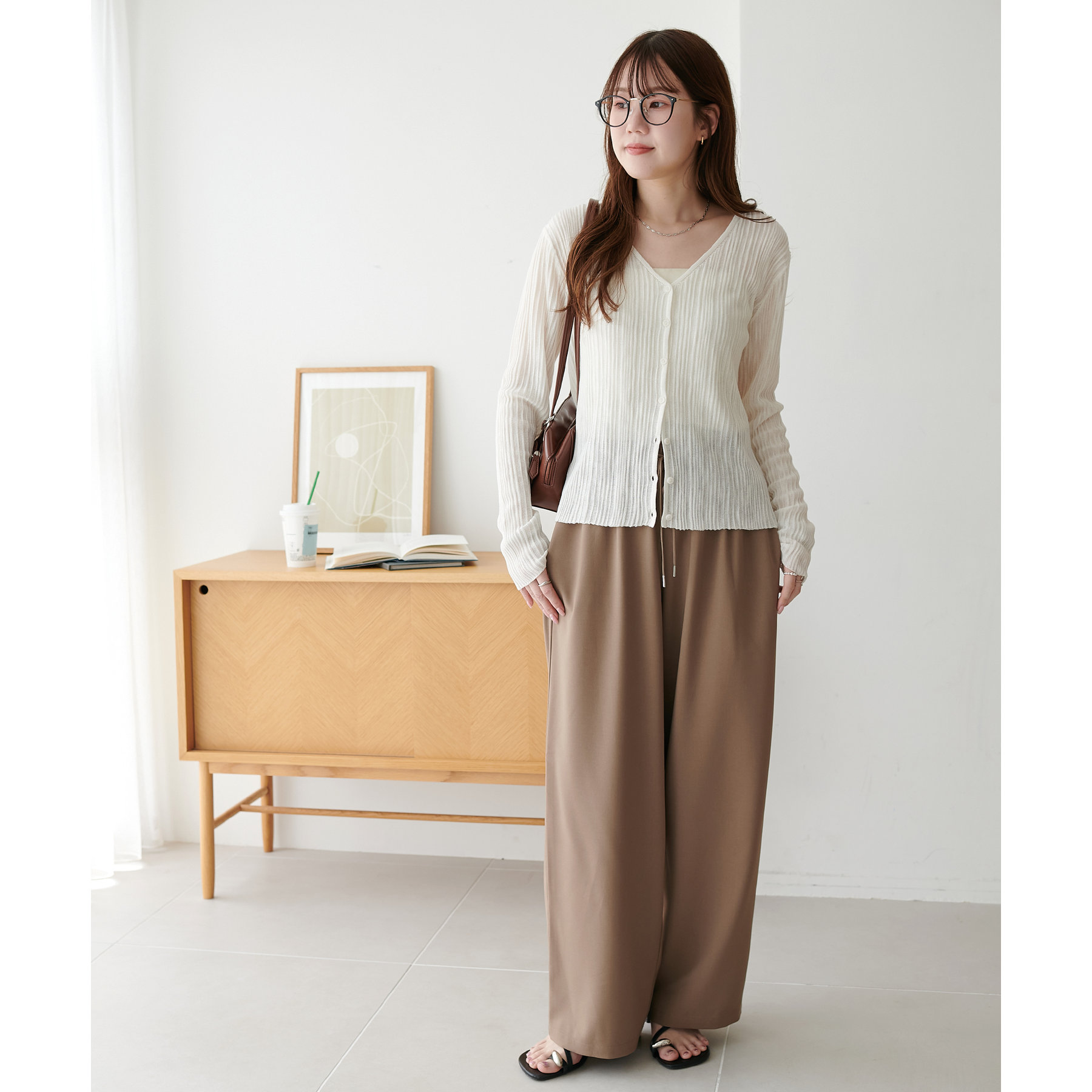 シアーリブVネックカーディガン | ファッション通販サイト NUGU