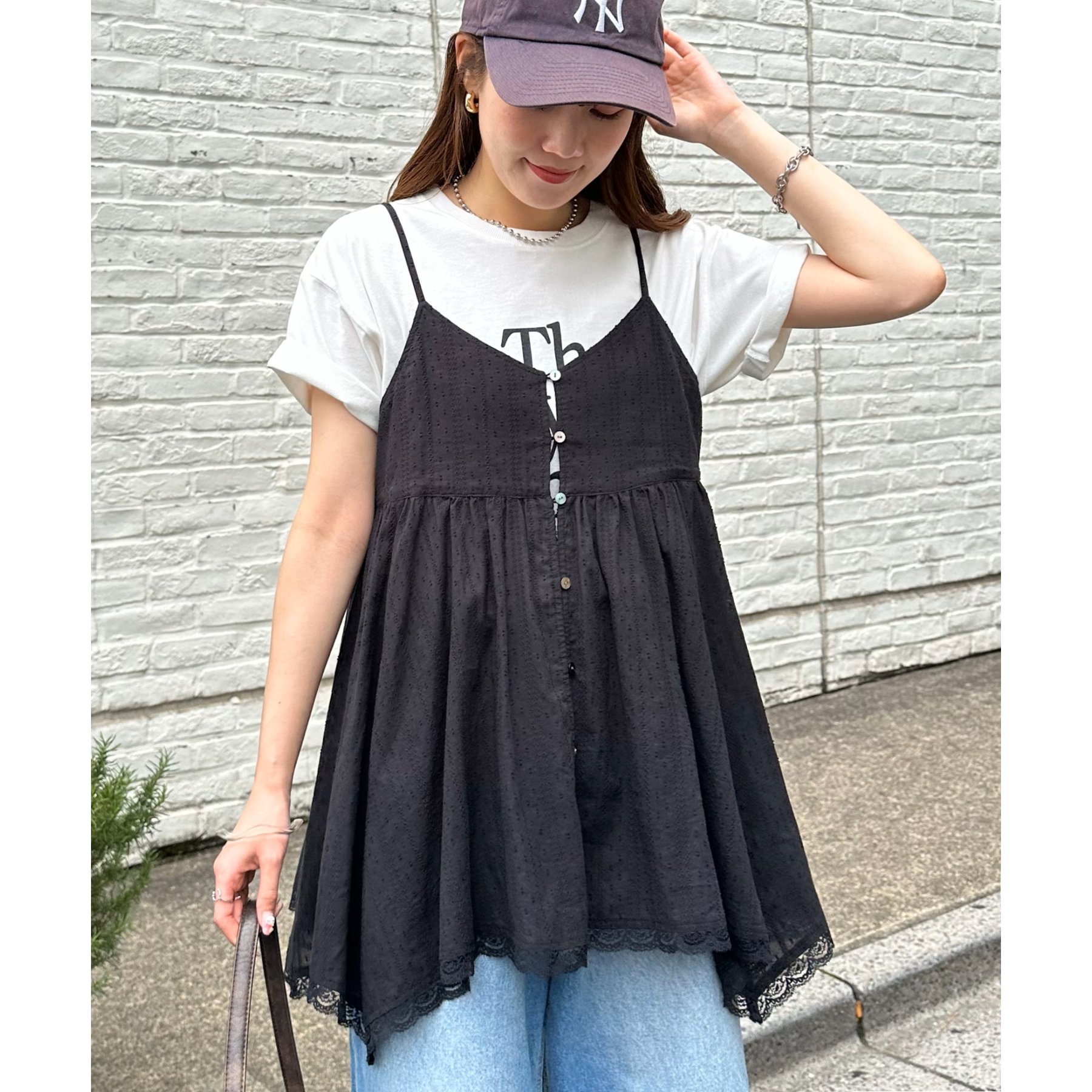 【ゆゆまる】アシメヘムレースキャミチュニック_ホワイト Discoat｜アシメヘムレースキャミチュニック | Rakuten Fashion
