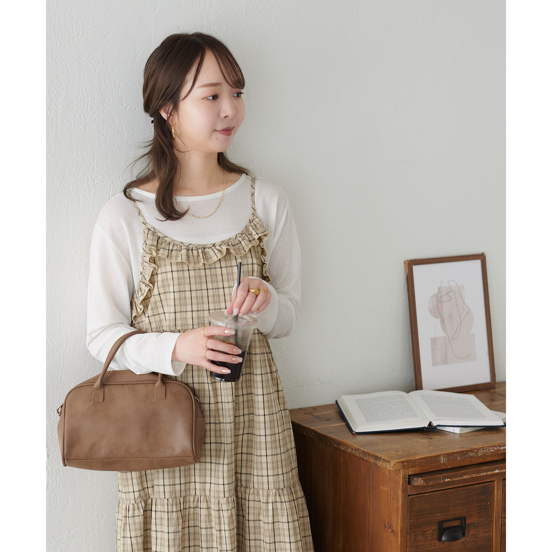 フリルチェックキャミワンピース | ファッション通販サイト NUGU