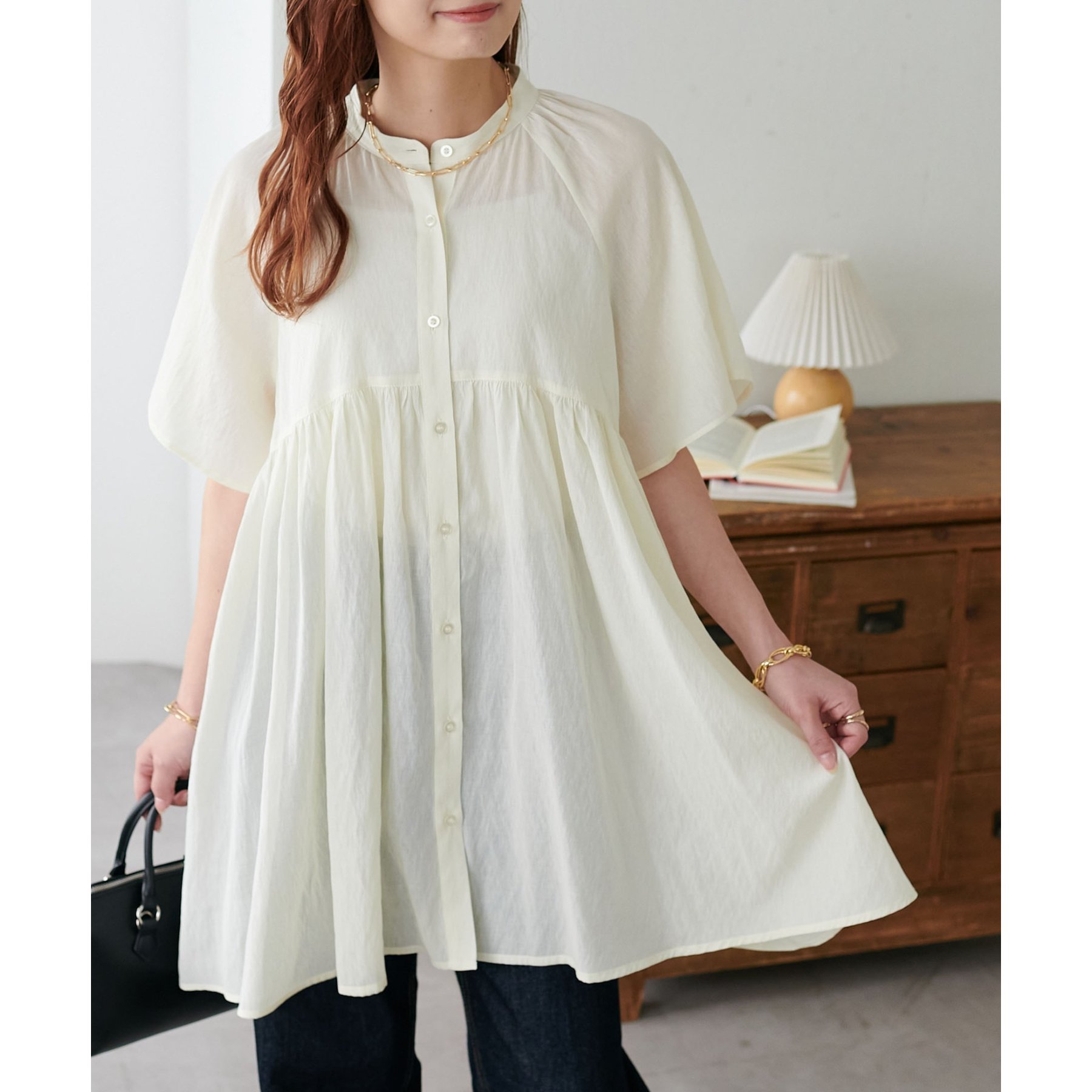 ❁ZU_NA210❁ 新品　ペプラムブラウスセットアップ　M ライトグレー ❁ZU_NA210様専用❁ 新品 ペプラムブラウスセットアップ M