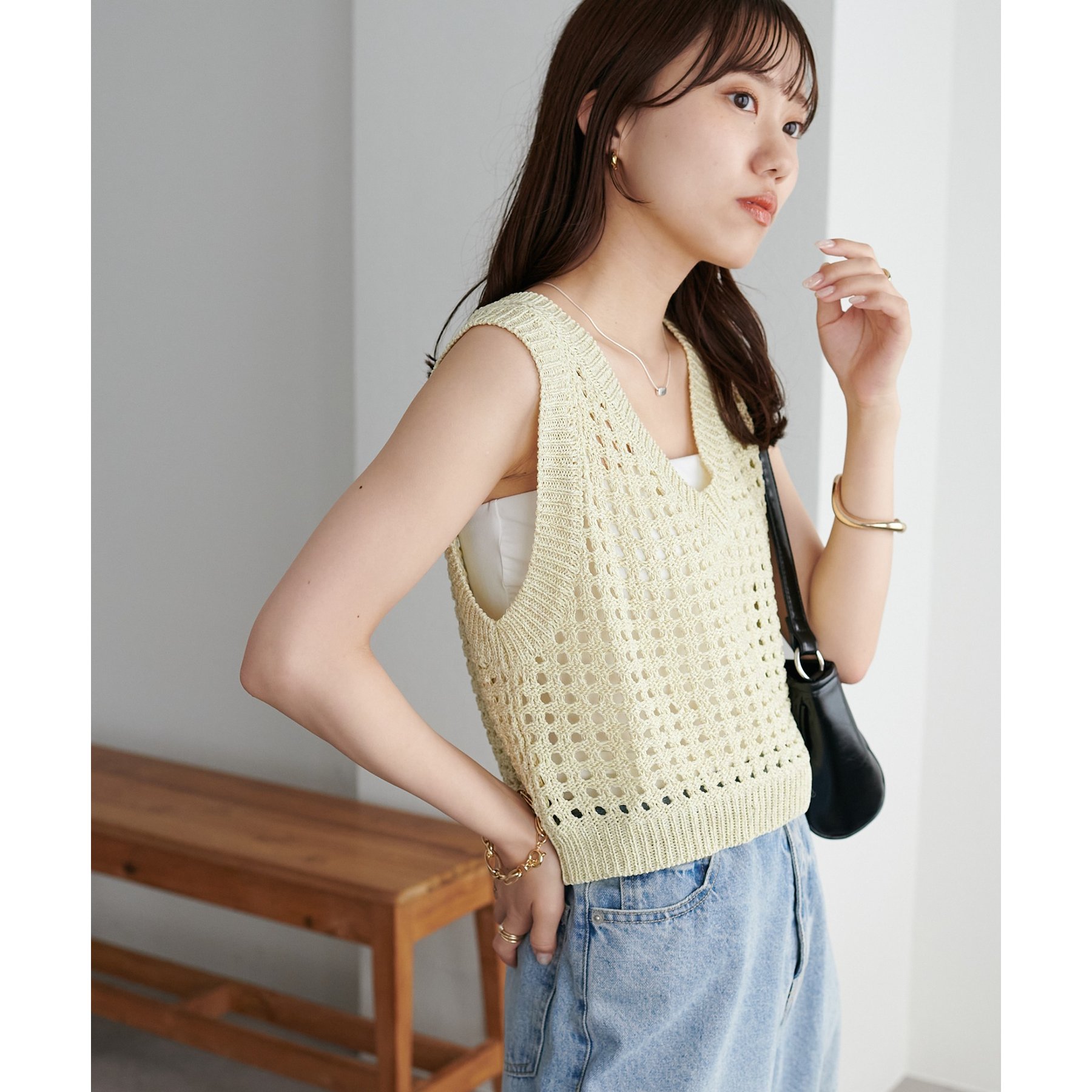 新色追加!/WEB限定】透かし編みニットベスト | ファッション通販