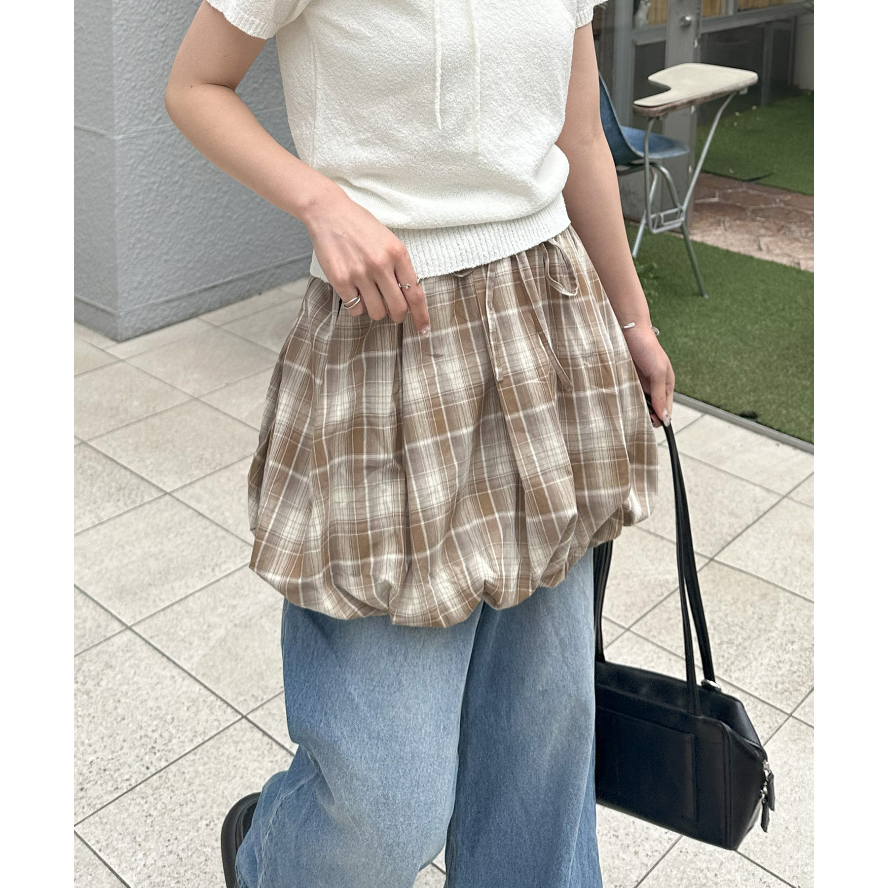 未使用 今季cccmalieシーマリー グレンチェックバルーンスカート (38