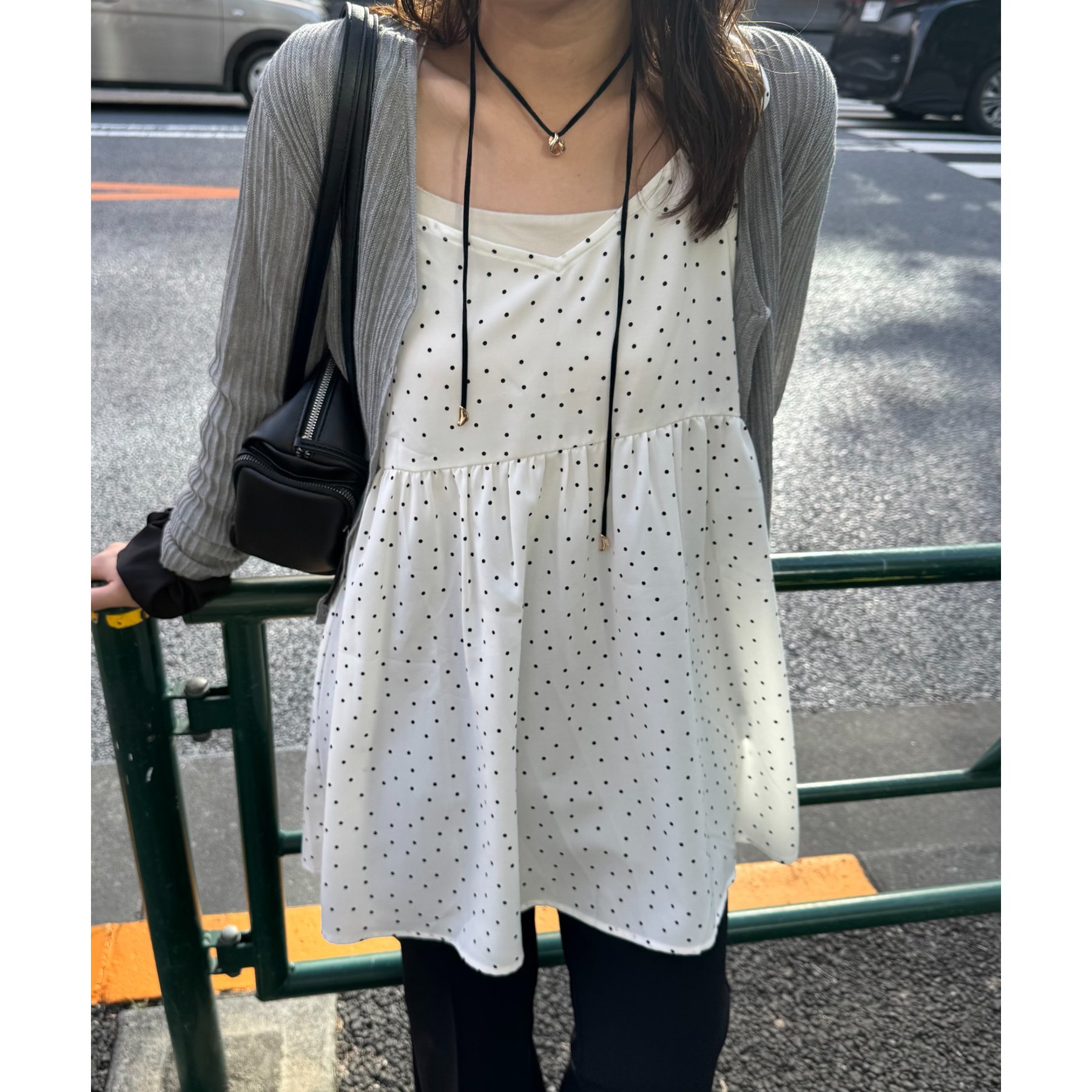 y2k❤️ 00s 当時物 花柄 リボン キャミ チュニックTRALALA系 umm.】肩リボンドット柄キャミチュニック | ファッション通販
