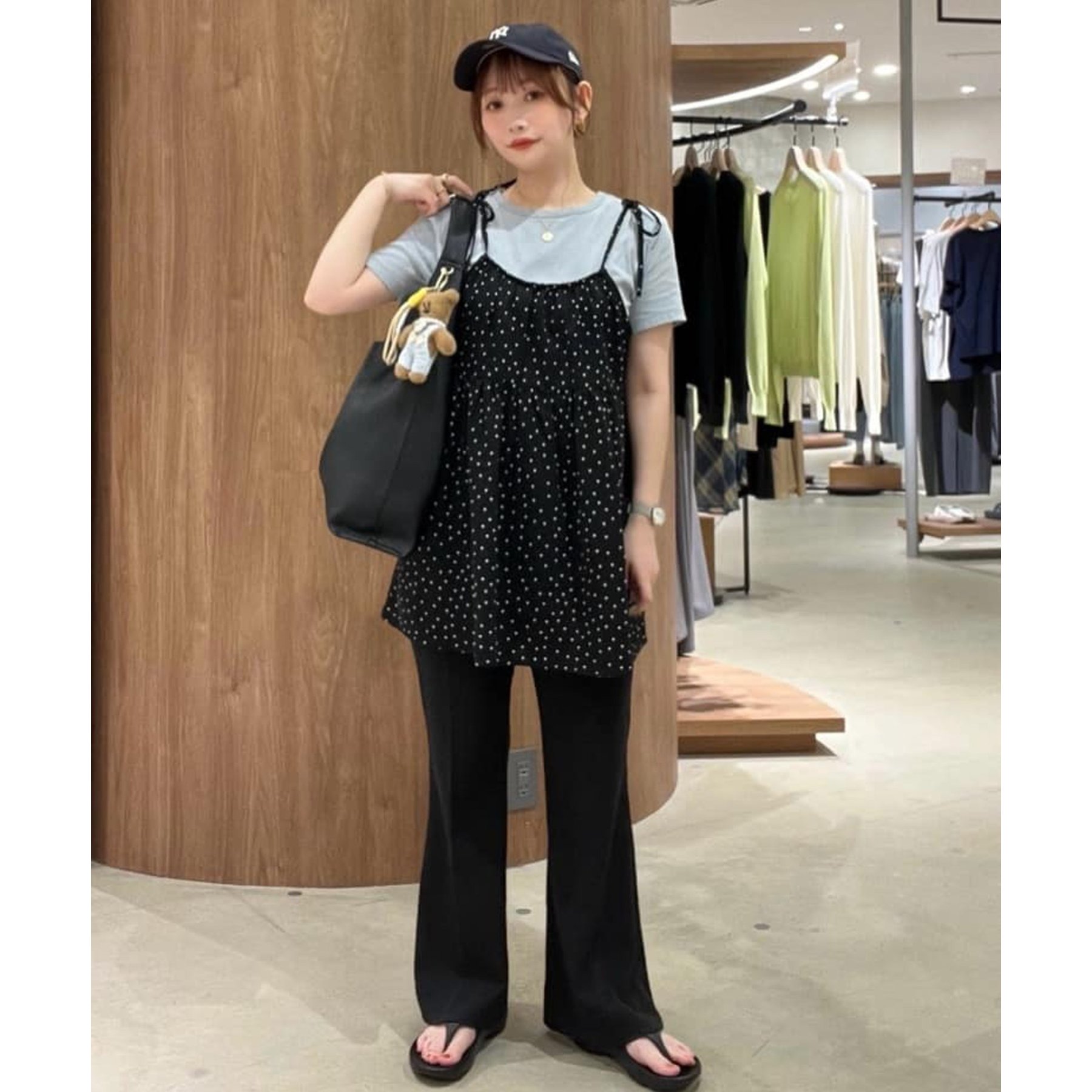 umm.】肩リボンドット柄キャミチュニック | ファッション通販