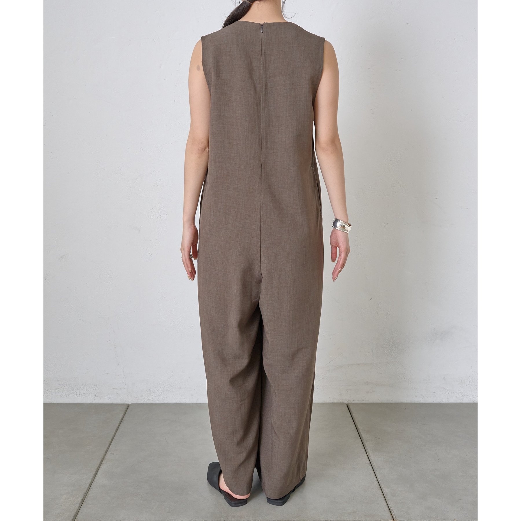 ダークブラウン ロンパース　オールインワン REAL STYLE（ファッション） オールインワン サロペット ロング つなぎ