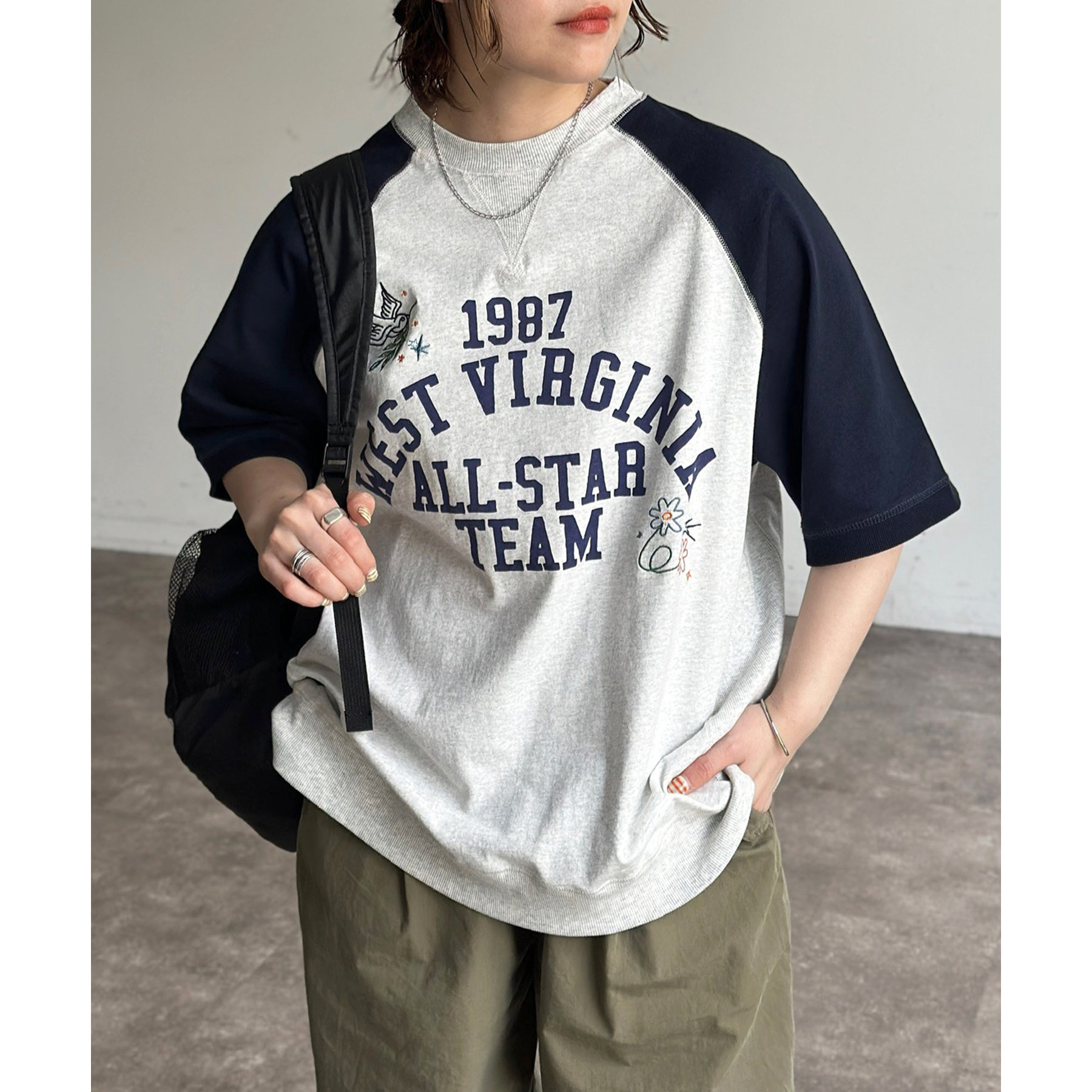 落書き刺繍カレッジロゴ半袖Tシャツ | ファッション通販サイト NUGU