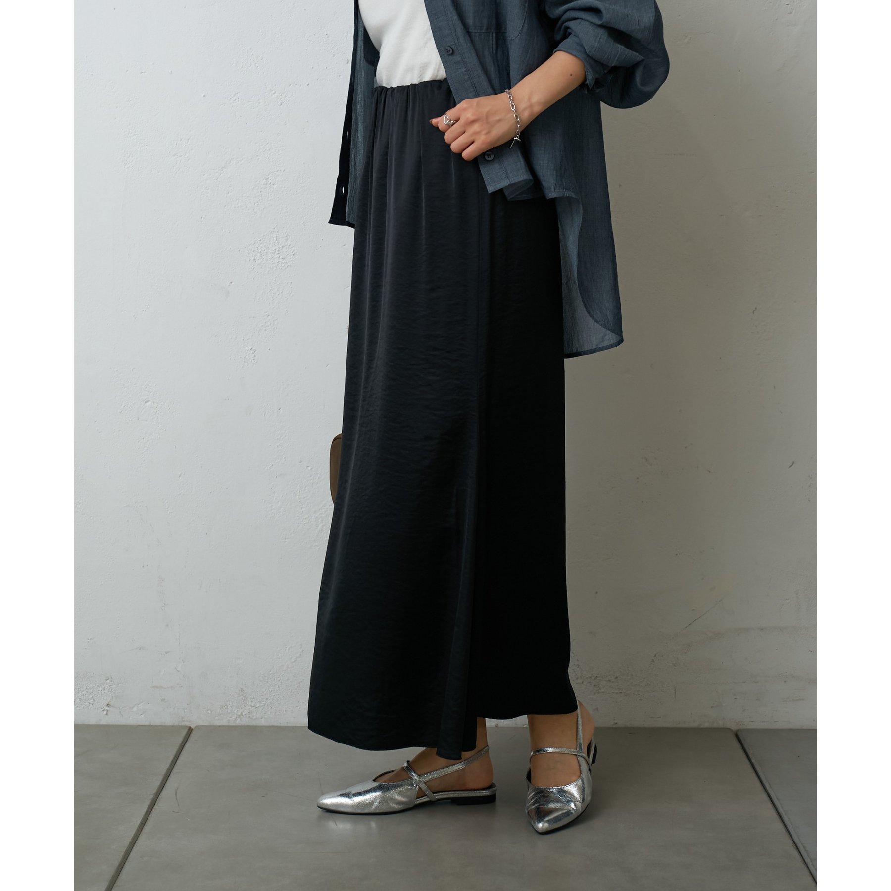 サマーサテン裾フレアスカート | ファッション通販サイト NUGU