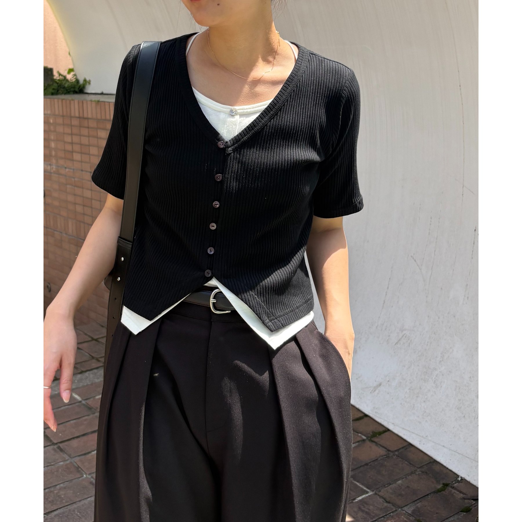 追加販売決定】カーディガン風バイカラーレイヤードプルオーバー