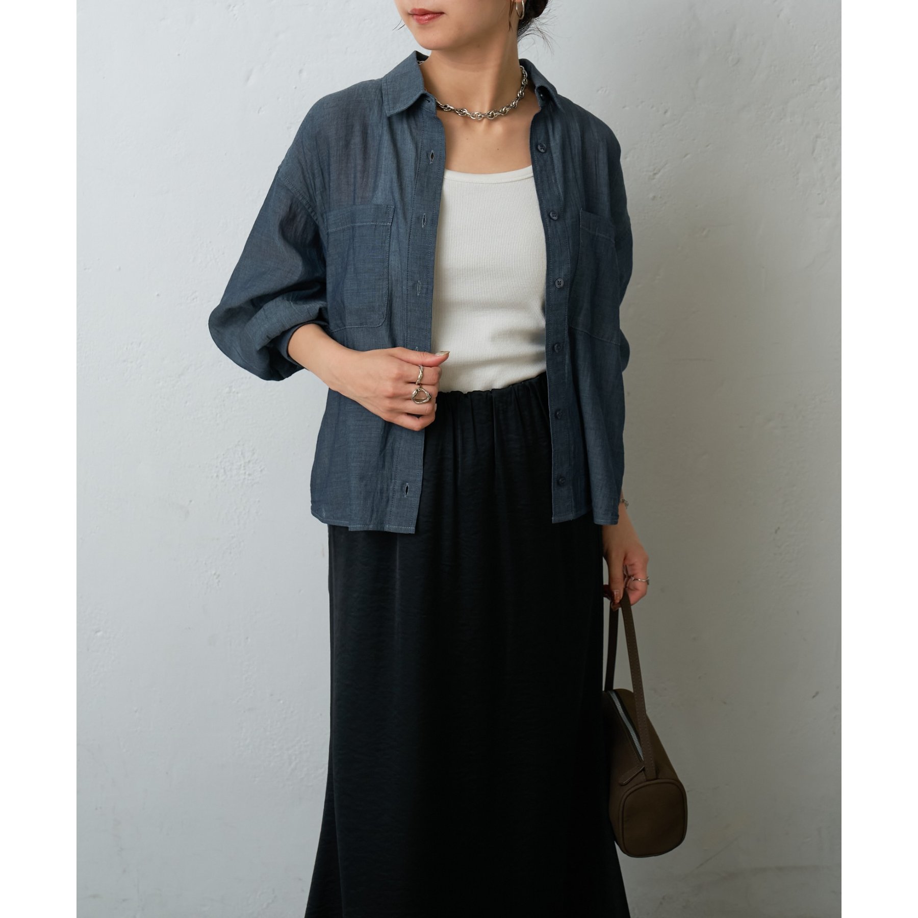 美品　ノイブルーム　シアーデニムシャツ デニム半袖シアーシャツ | セレクトショップ noi bloom