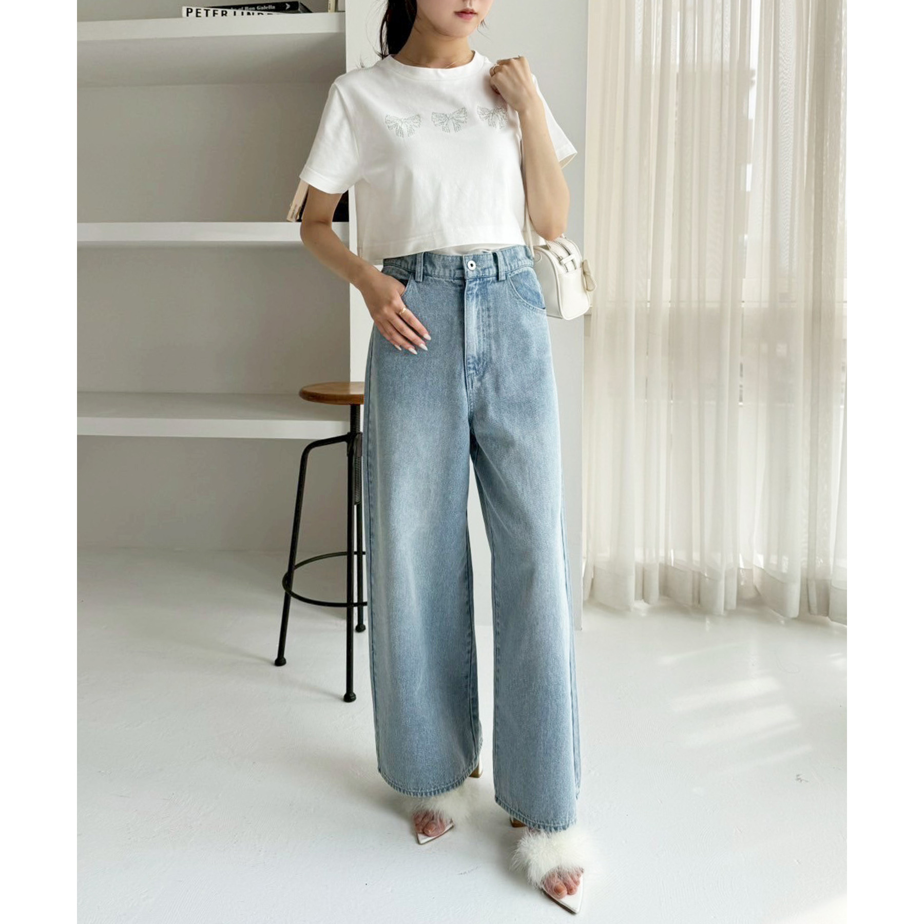 【ウエストサイズ調整可能】ワイドデニムパンツ ウエストサイズ調整可】美脚ワイドデニム | ファッション通販