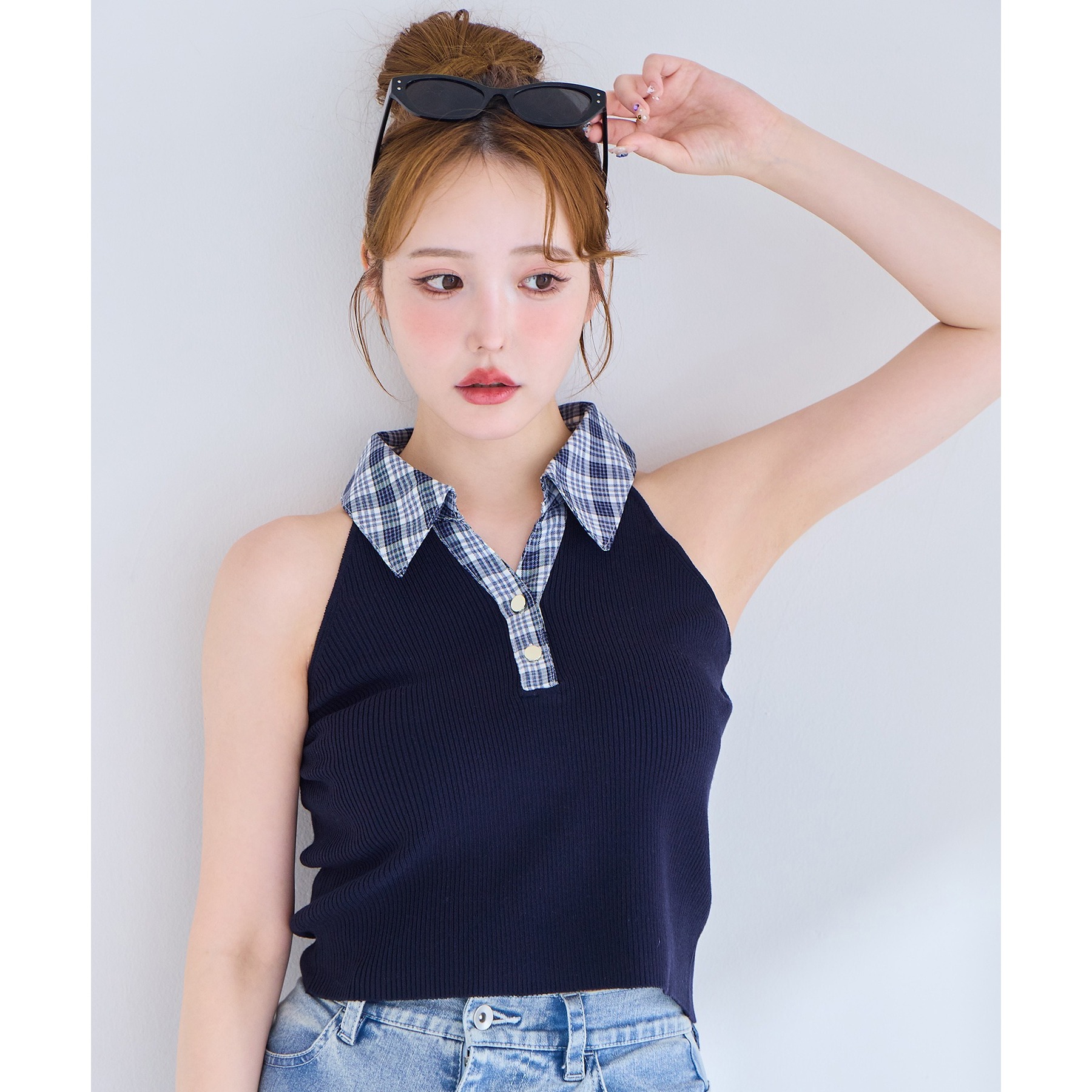 A　シーマリー　cccmalie カシミアフリル襟ニット　ネイビー フリルニットつけ襟 | ツケエリ | 【公式】D*g*y ONLINE STORE
