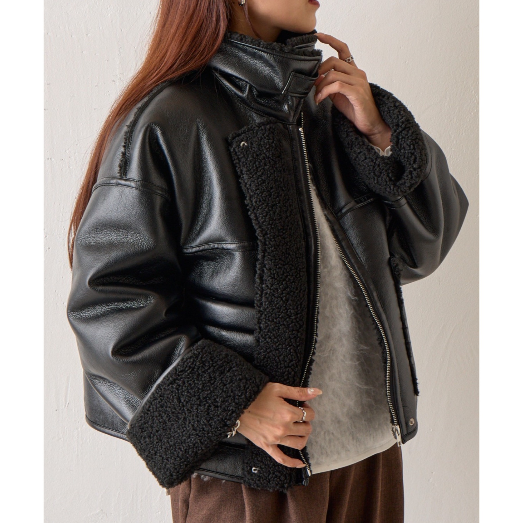 フェイクレザームートンブルゾン | ファッション通販サイト NUGU