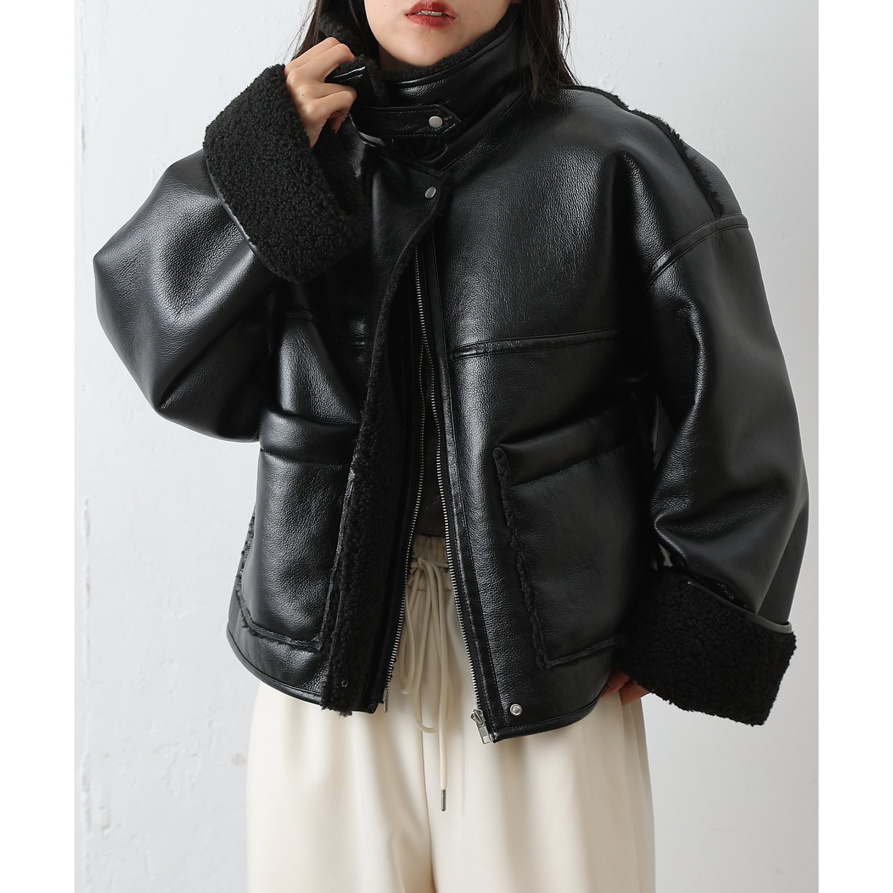 フェイクレザームートンブルゾン | ファッション通販サイト NUGU