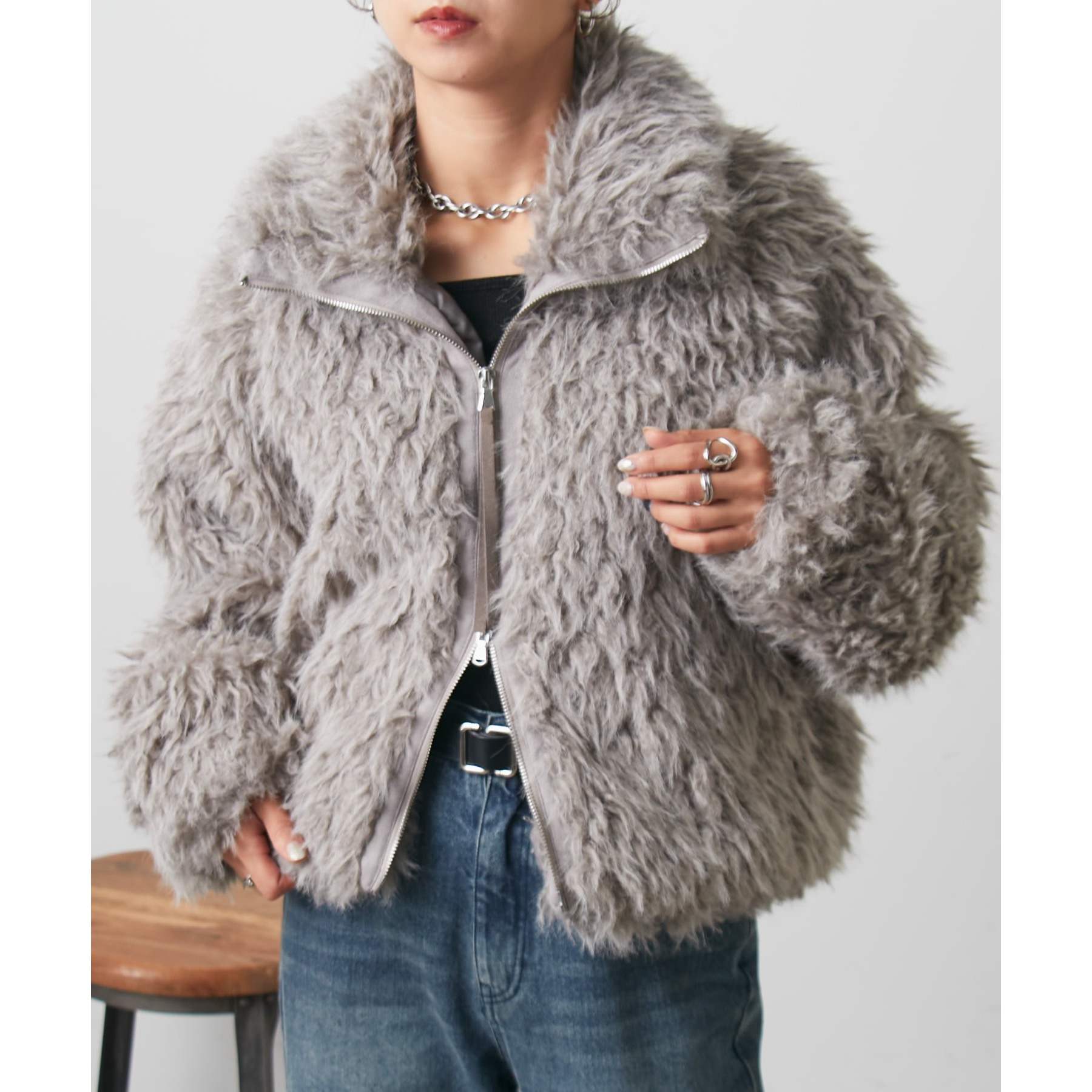 ミックスシープファースタンドブルゾン | ファッション通販サイト NUGU