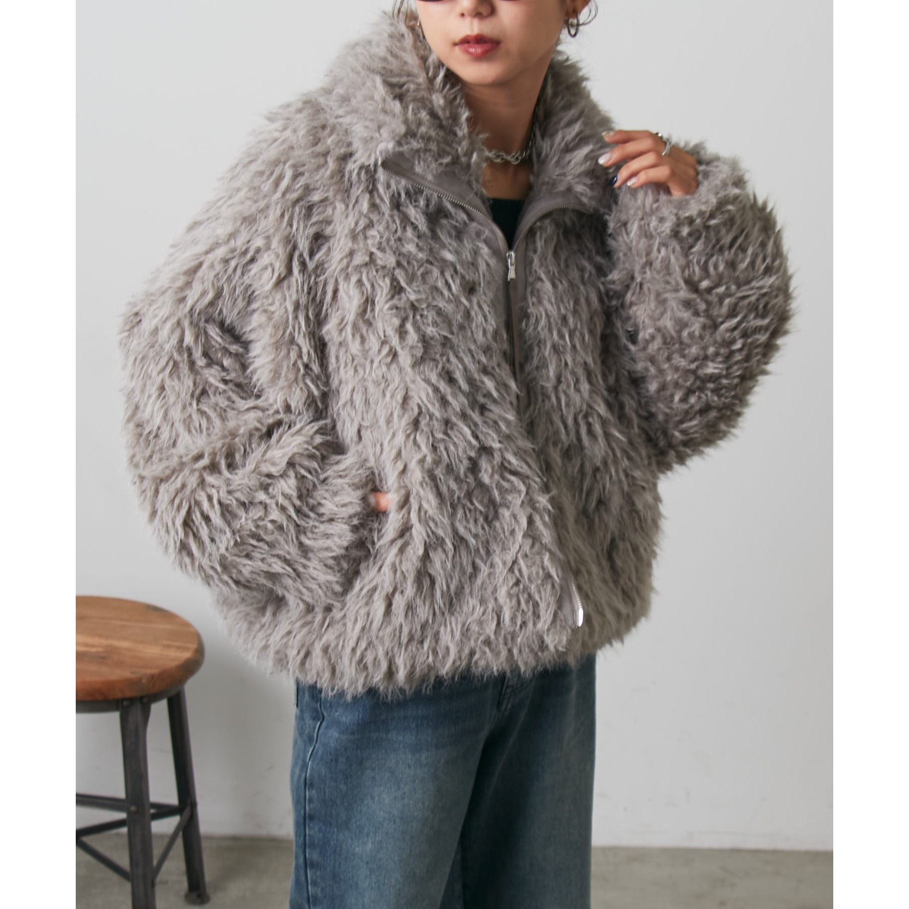 ミックスシープファースタンドブルゾン | ファッション通販サイト NUGU