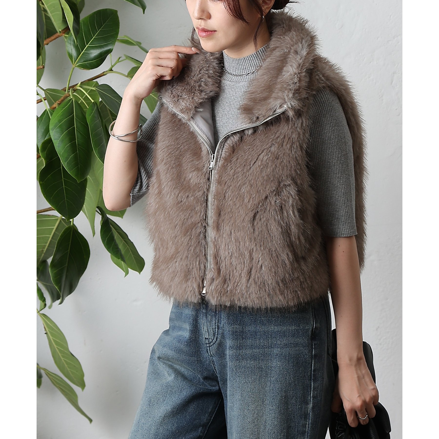 ミックスシープファーZIPベスト | ファッション通販サイト NUGU