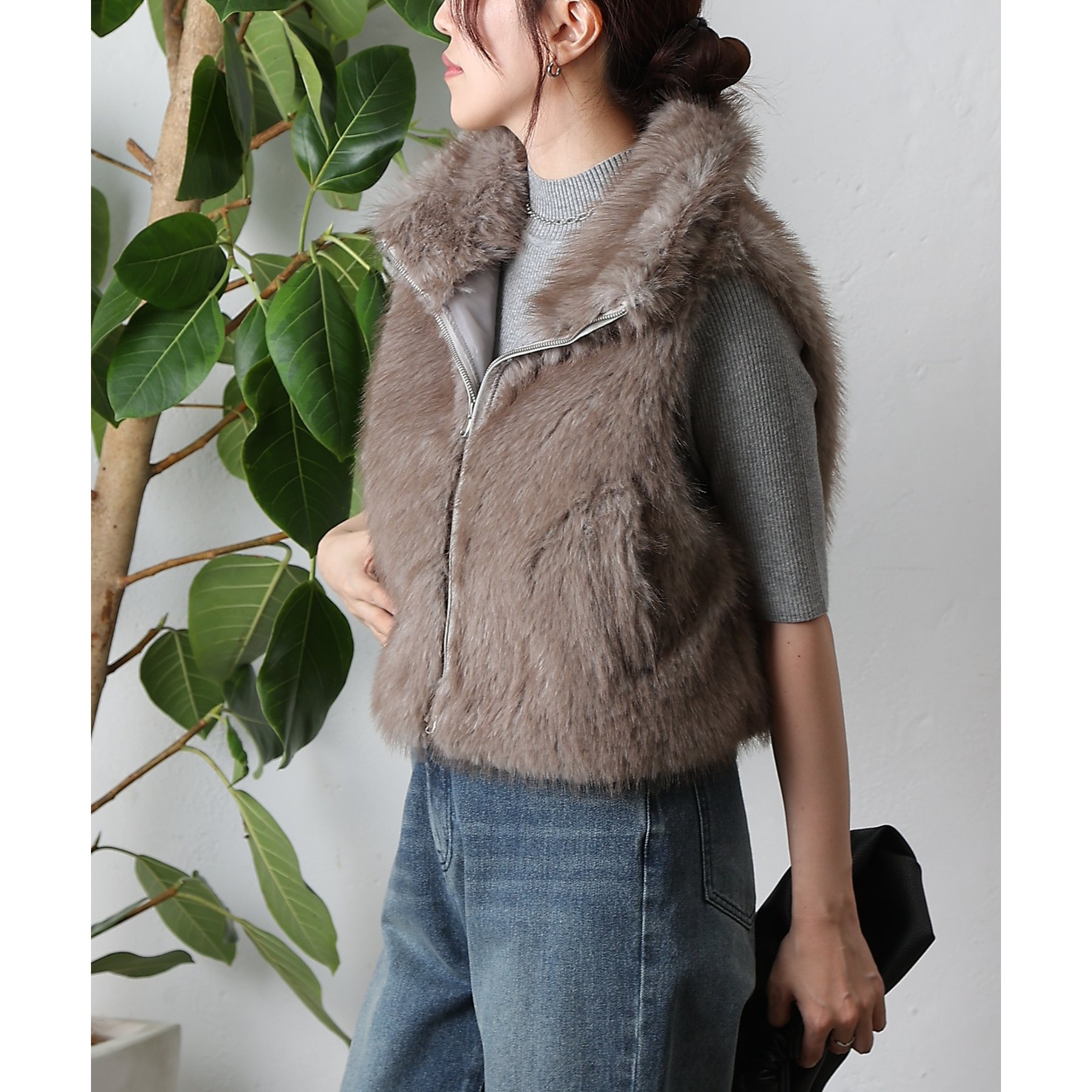 LA TENDA ファーベスト ミックスシープファーZIPベスト | ファッション通販サイト NUGU
