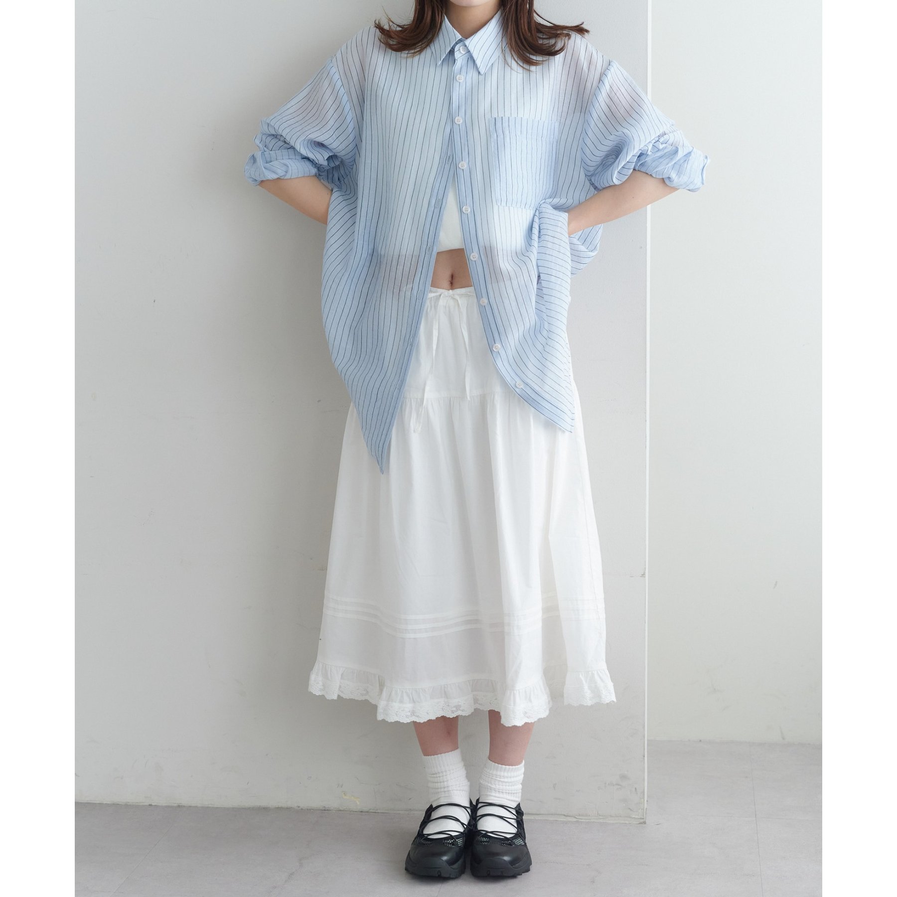 DISCOAT 【umm.】ピンタックレースフレアスカート Discoat スカート 「2サイズ展開!」「umm.」ピンタックレース