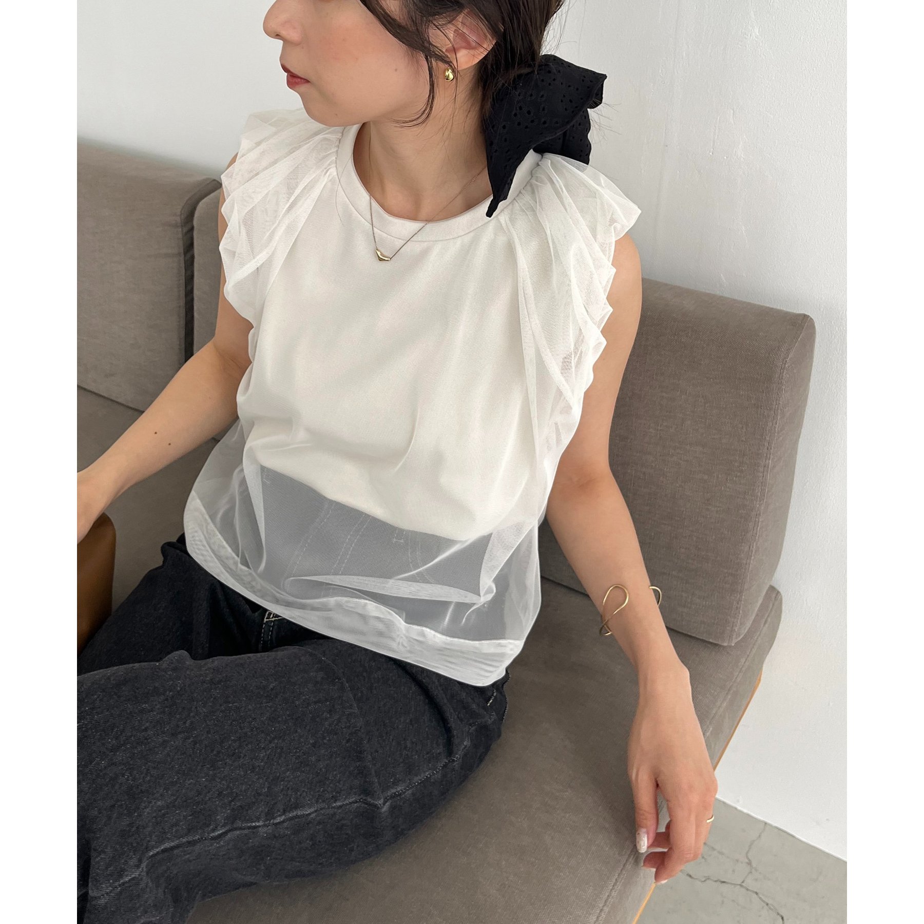 tシャツ 「主役トップス」チュールバルーンTシャツ レディース 主役トップス】チュールバルーンTシャツ | ファッション通販