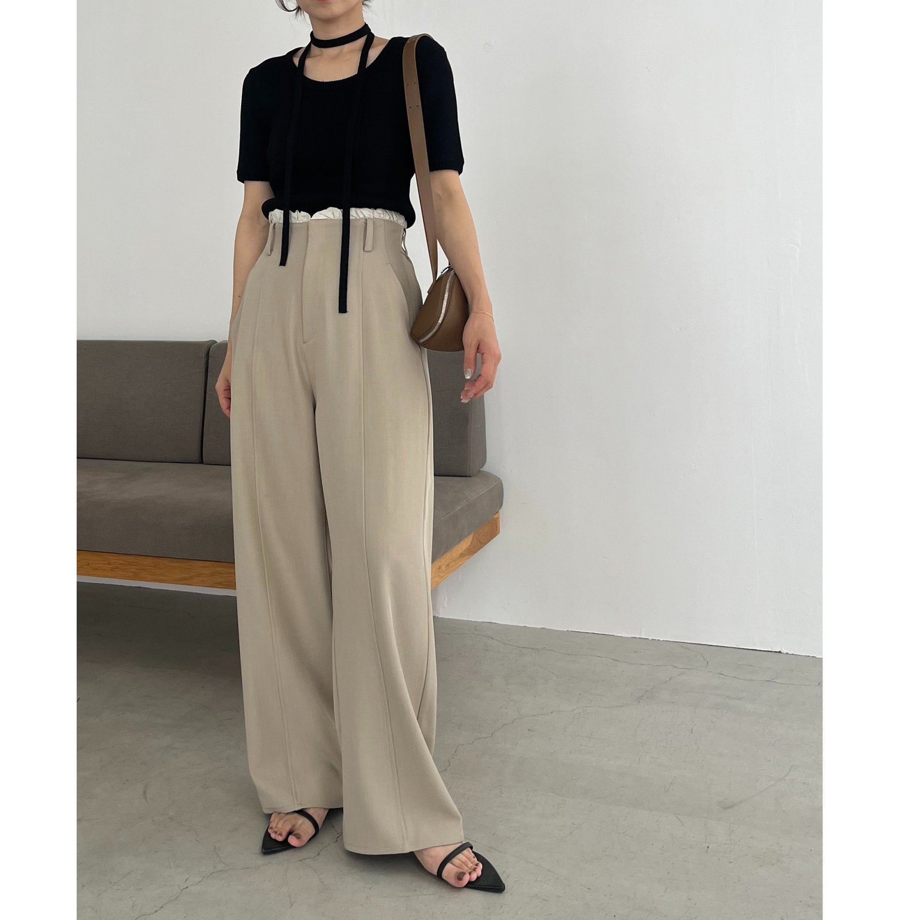 極美品　Anplegant フリルパンツ　ハイウエスト　ベージュ　S 極美品 Anplegant フリルパンツ ハイウエスト ベージュ S - メルカリ