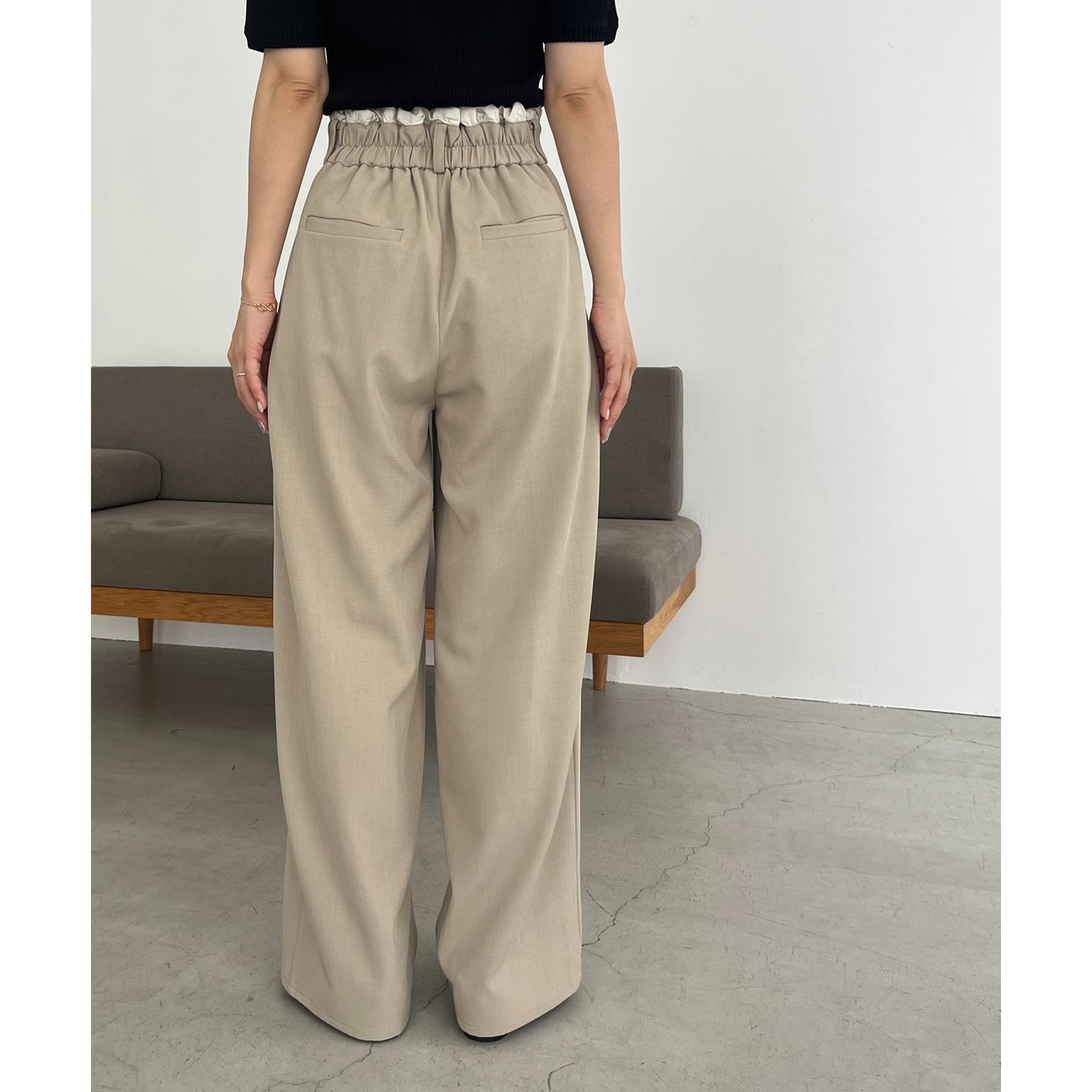 極美品　Anplegant フリルパンツ　ハイウエスト　ベージュ　S フリルウエストパンツ | ファッション通販サイト NUGU