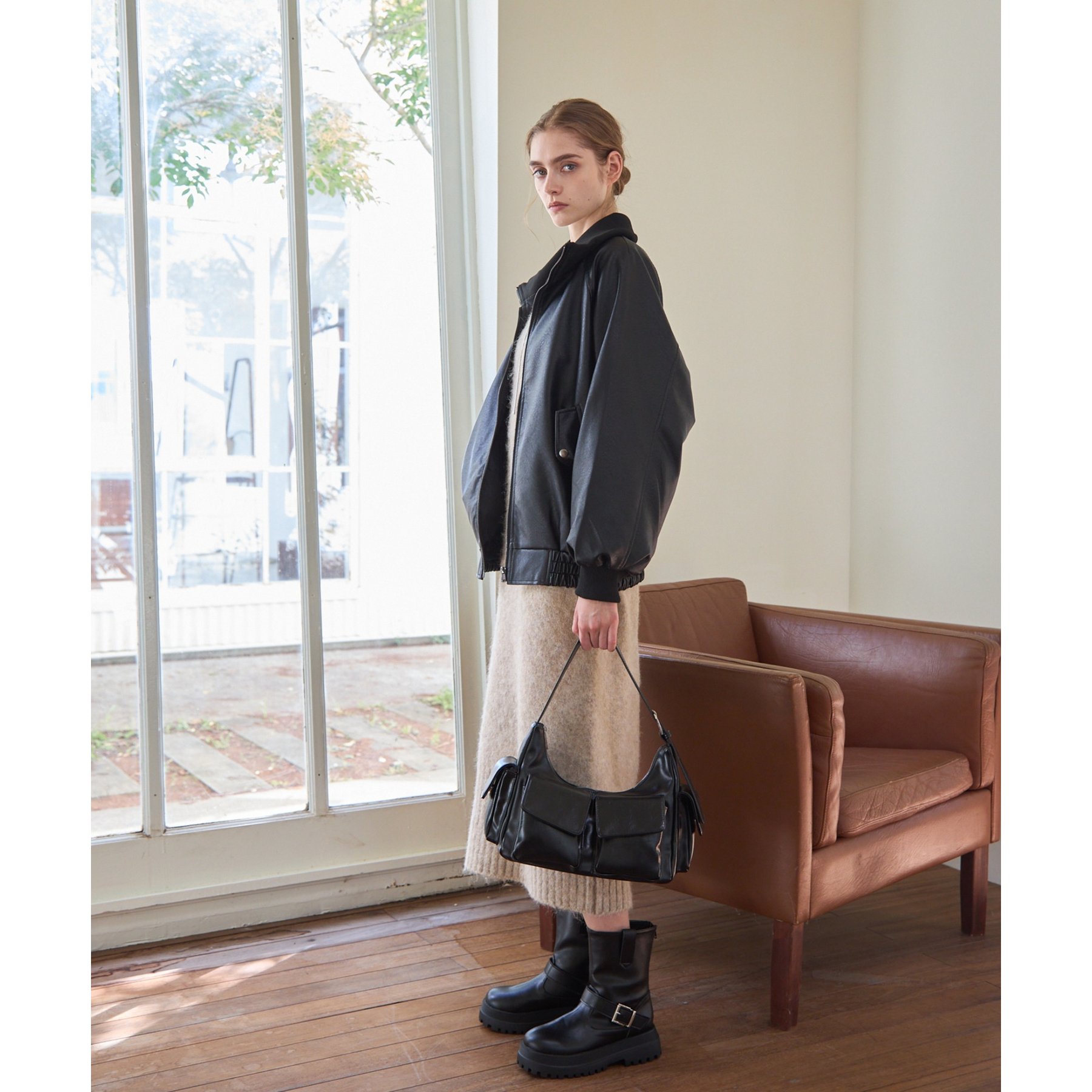 ヴィンテージ合皮マルチポケットショルダーバッグ | ファッション通販