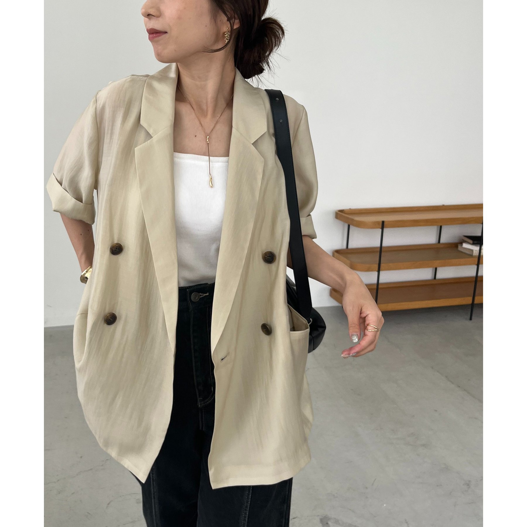 CAPRICIEUX LE'MAGE 半袖シアーシャツジャケット CAPRICIEUX LE'MAGE（カプリシューレマージュ）の「半袖シアー