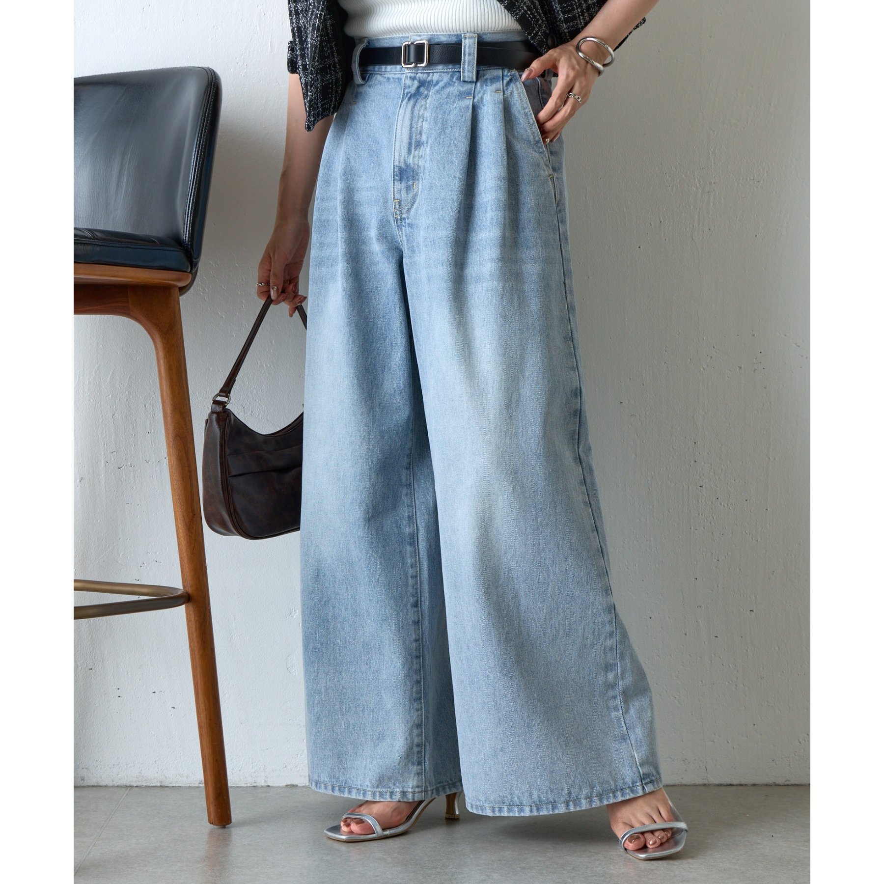 ワイドレッグデニム anuans ジーンズ デニム デニムパンツ Wide leg denim/ワイド