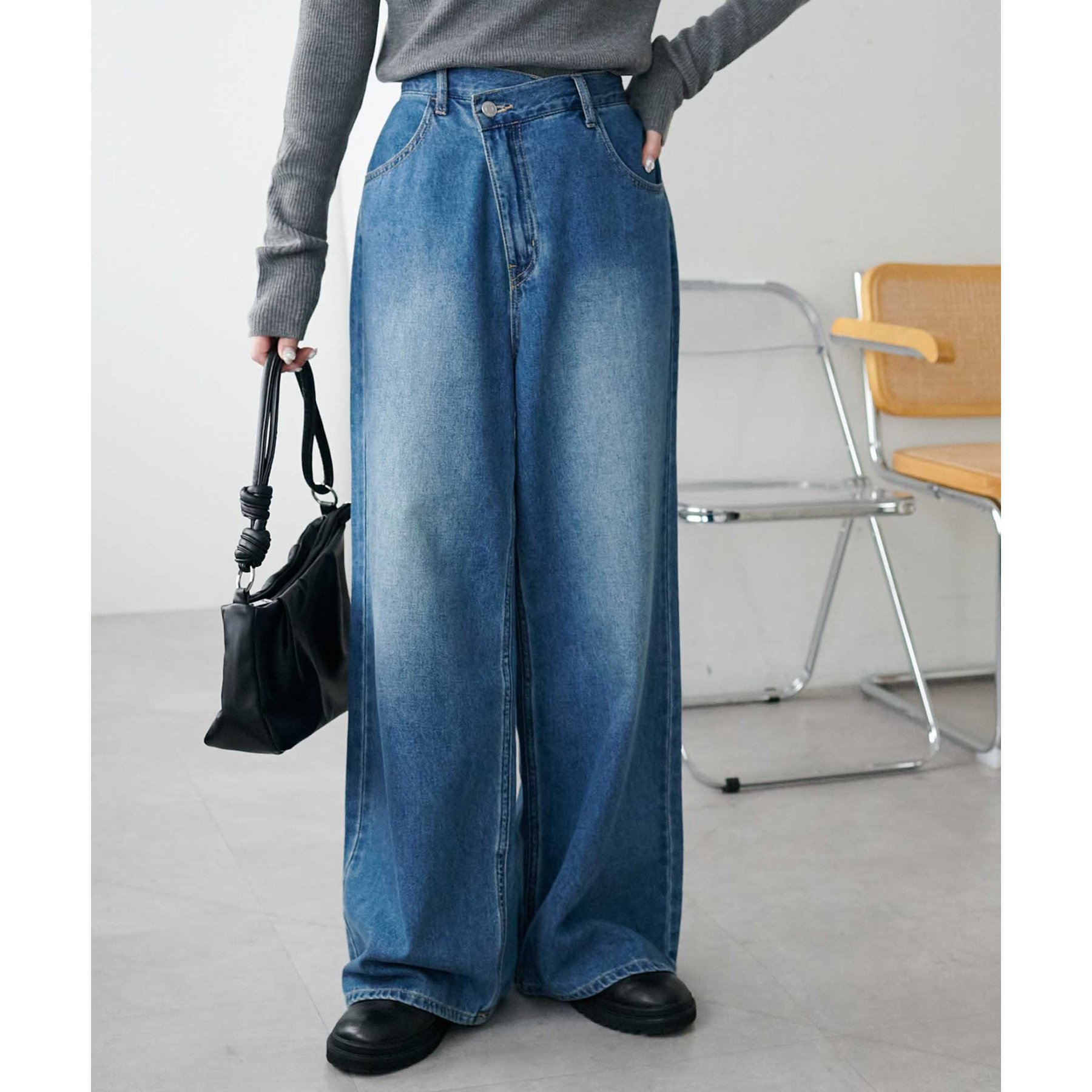 ライトオンスデニムワイドパンツ