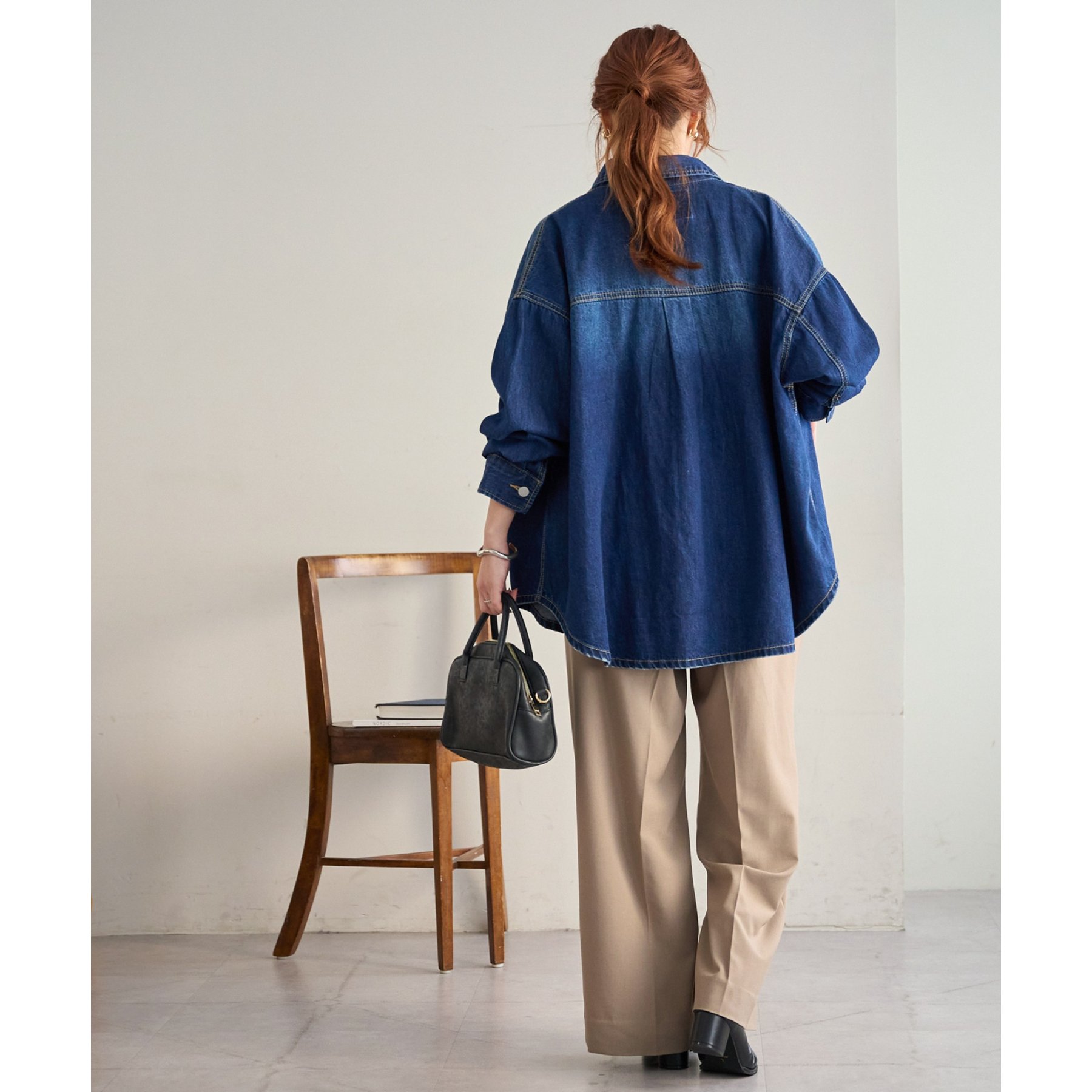 【美品】LOUNGEDRESS ビッグシャツ ダークネイビー 1er Arrondissement(プルミエ アロンディスモン)｜【TICCA】別注