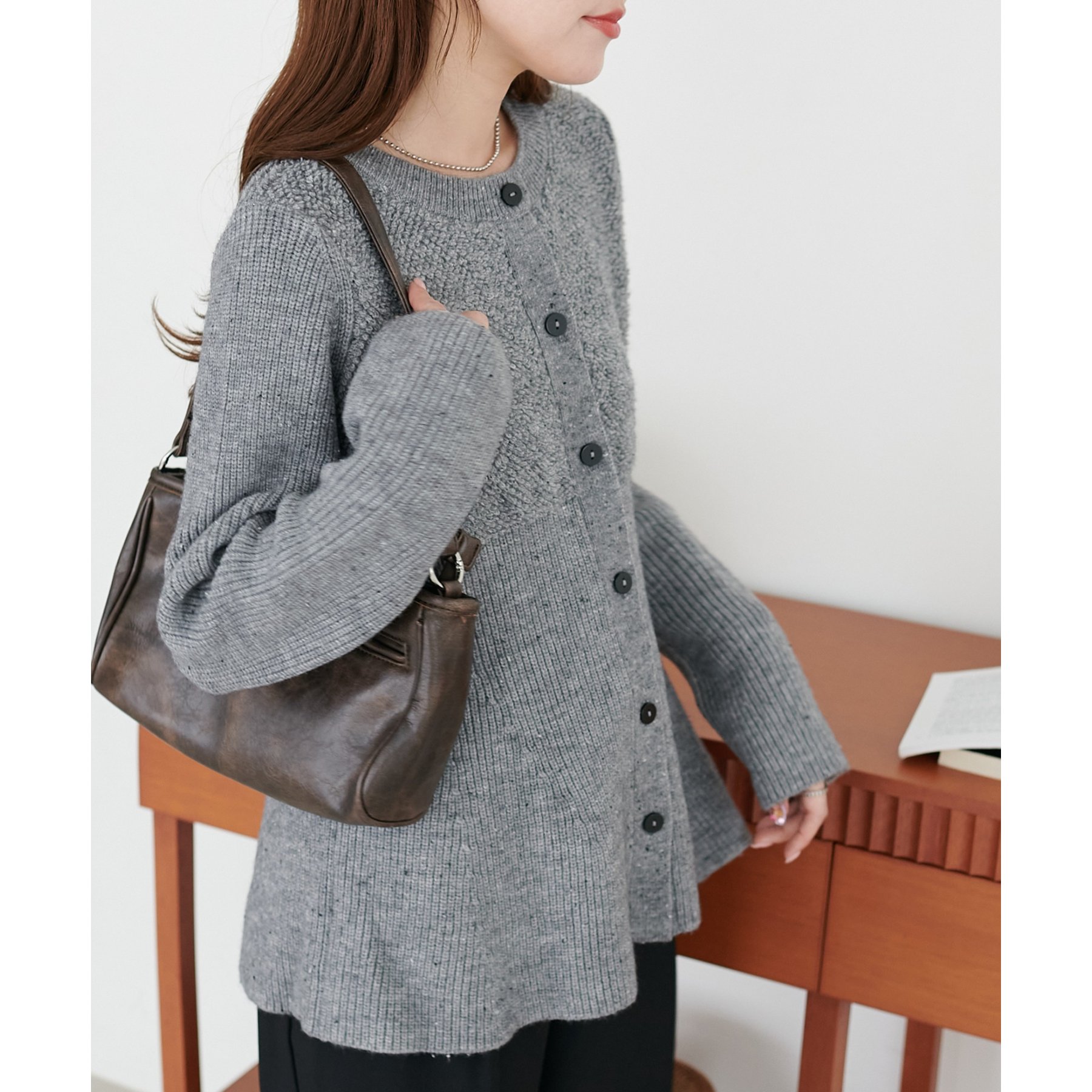 ネップリブ前開きペプラムプルオーバー | ファッション通販サイト NUGU