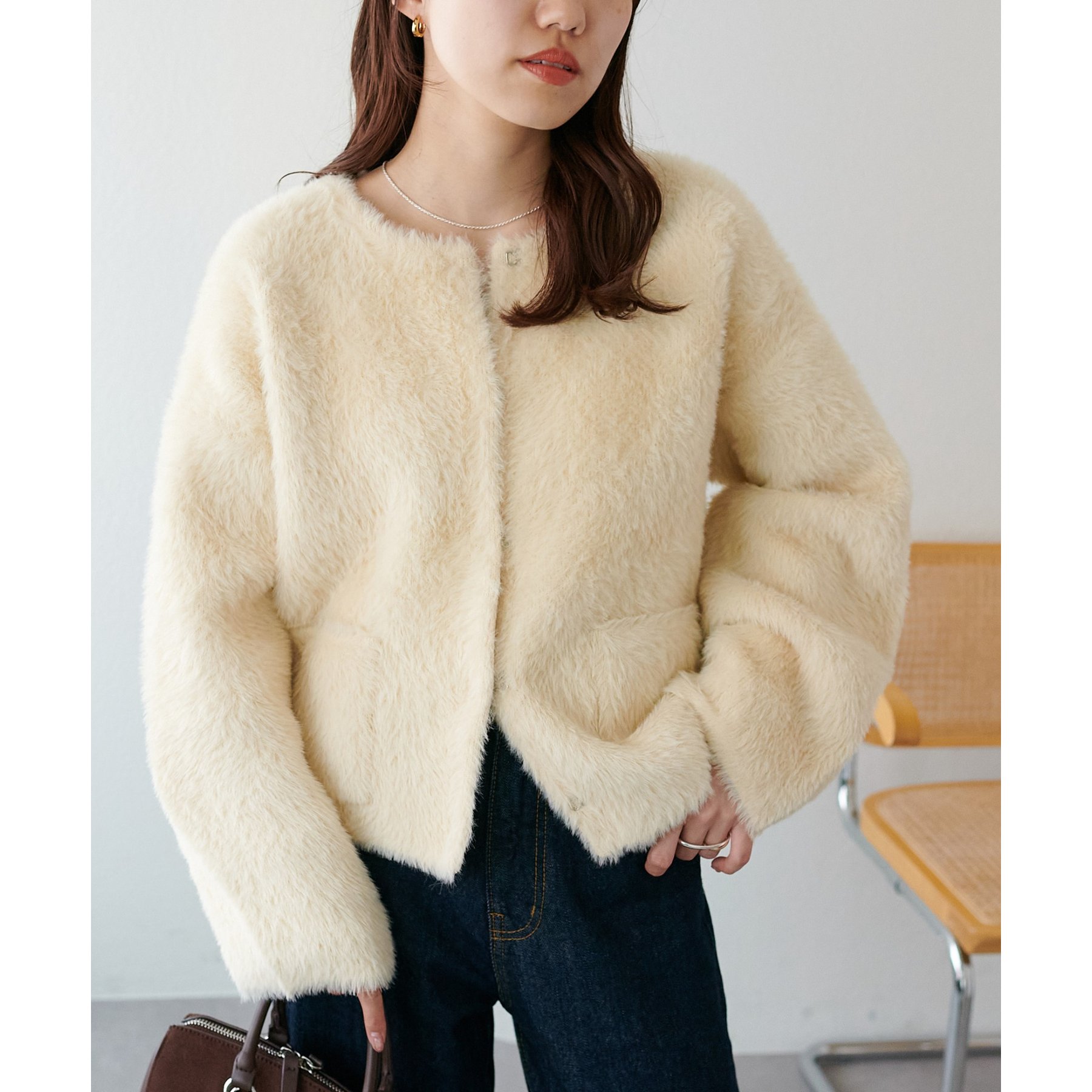 【新品未使用】　DISCOAT ミンクライクカーディガン　ブラウン ミンクライクカーディガン | ファッション通販サイト NUGU