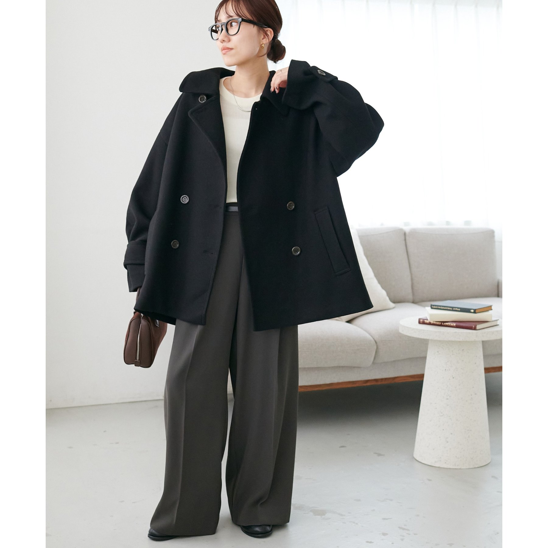 軽量&暖かい/着こなし自在】中空糸スタンドミドルコート《WEB限定